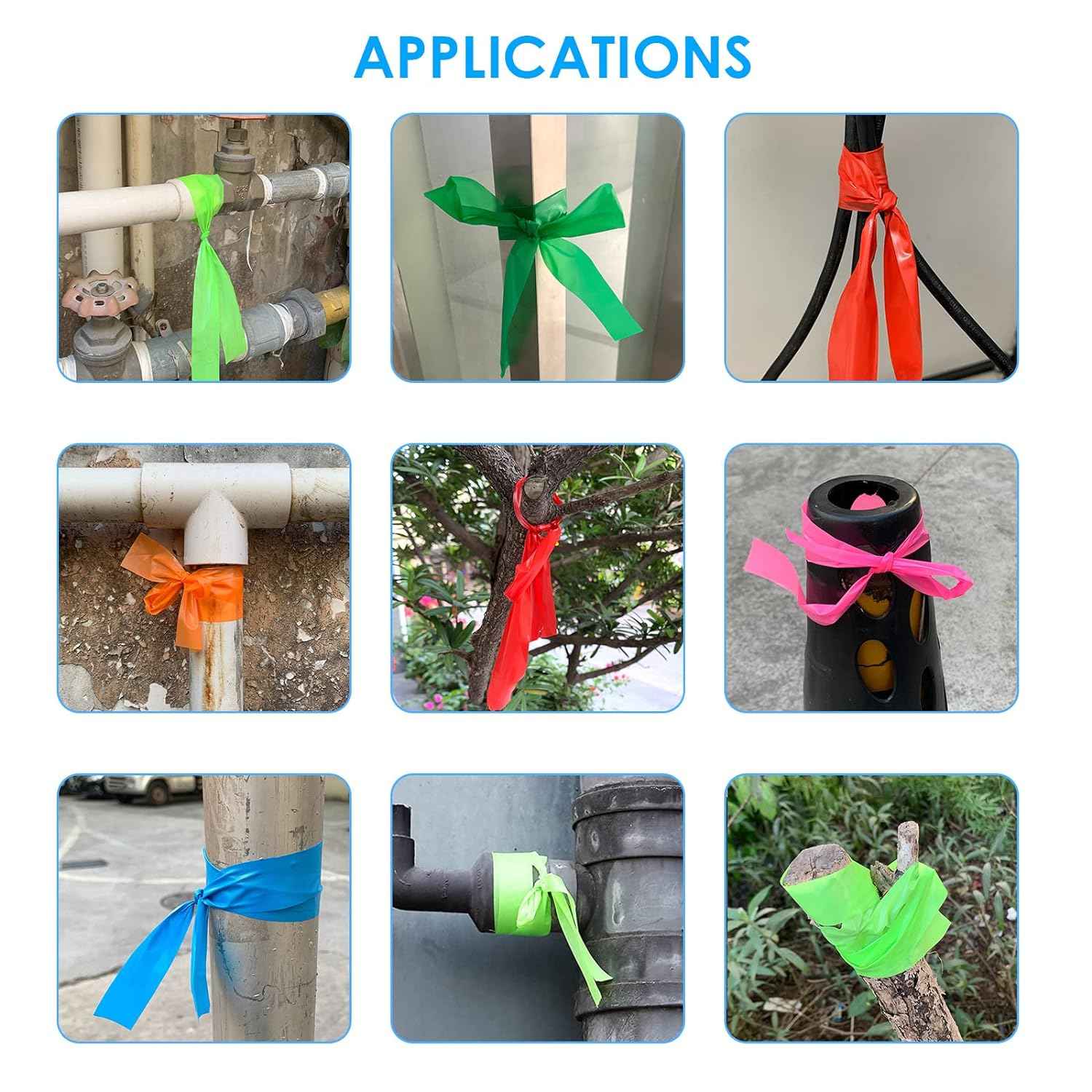 6 Pack Flagging Tape,Neon Marking Survey for Boundaries Hazardous Area - TTpen