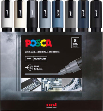 Uni Posca Paint Marker PC-5M - Medium Point - 8 Colors - Mono Tone