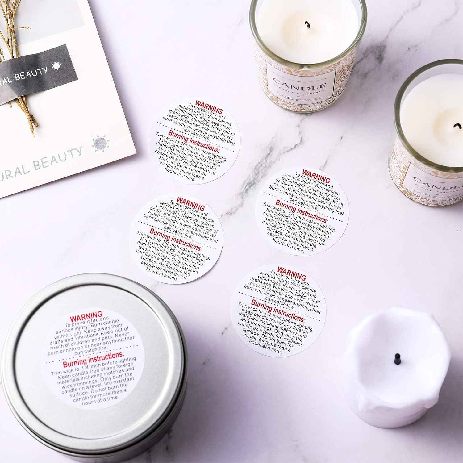 1000PCS Candle Jar Container Safety Warning Stickers Labels 1.5 Inch - TTpen