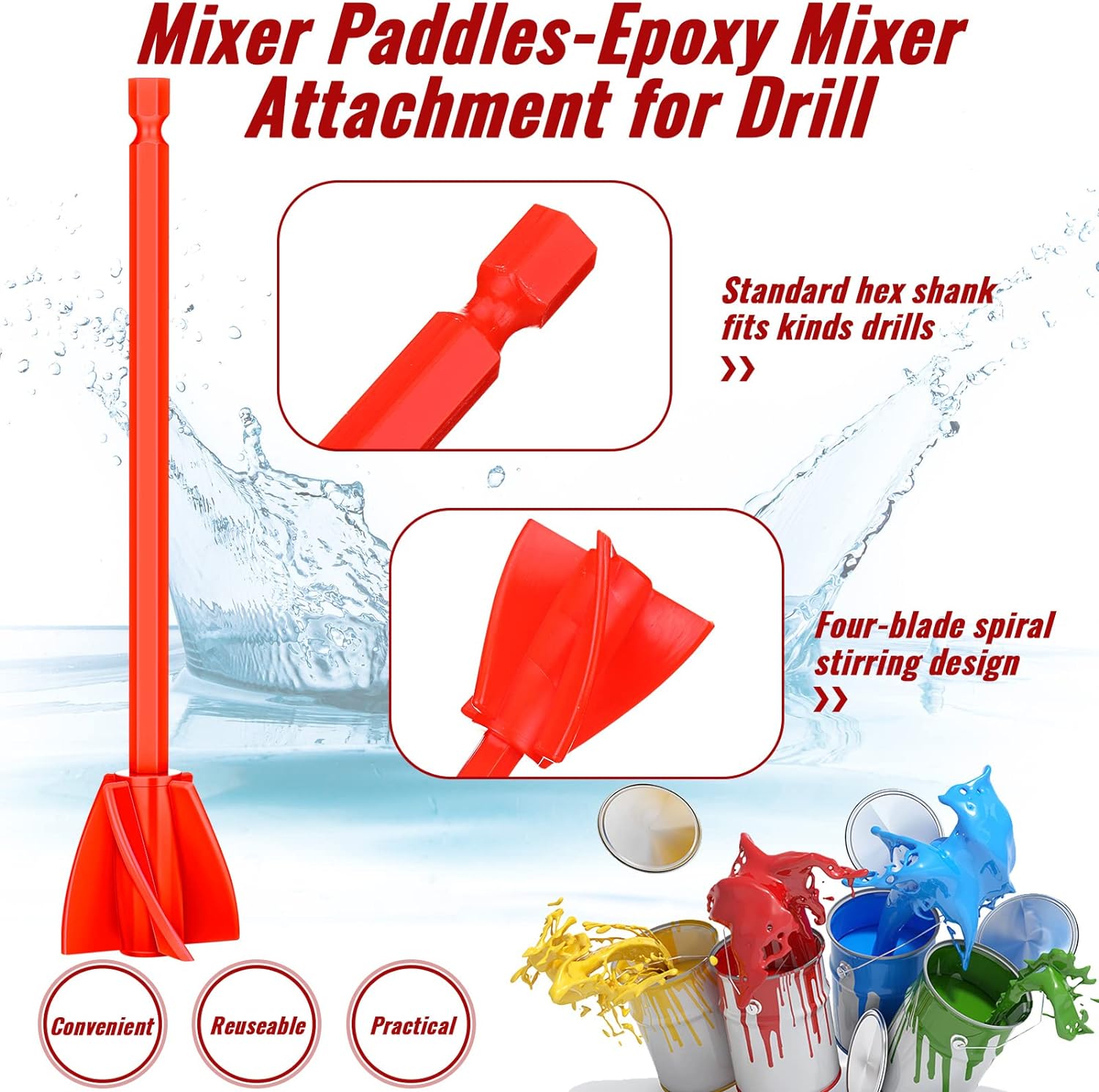 12Pcs Helix Paint Mixer Drill Attachment