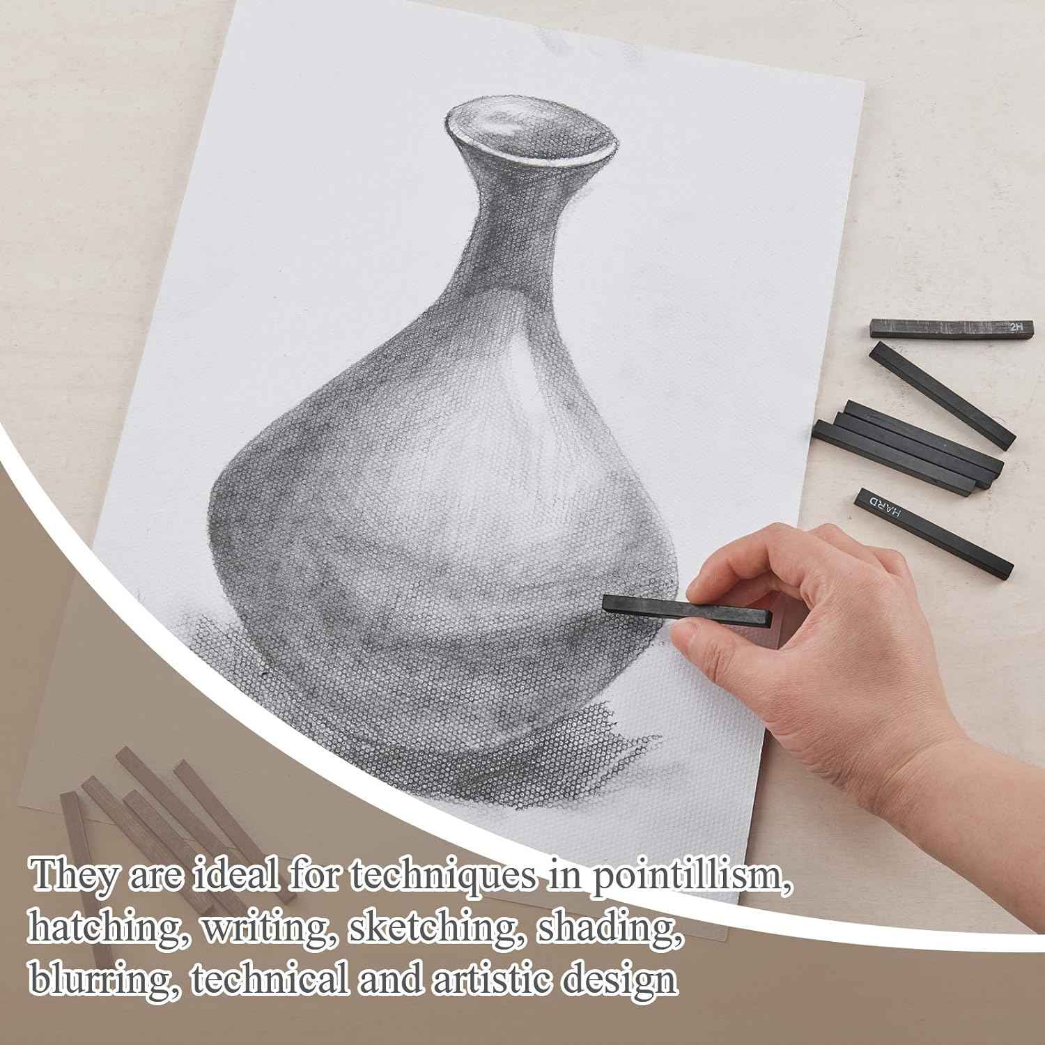 12Pcs Graphite Compressed Charcoal Sticks Drawing Pencils Set - TTpen