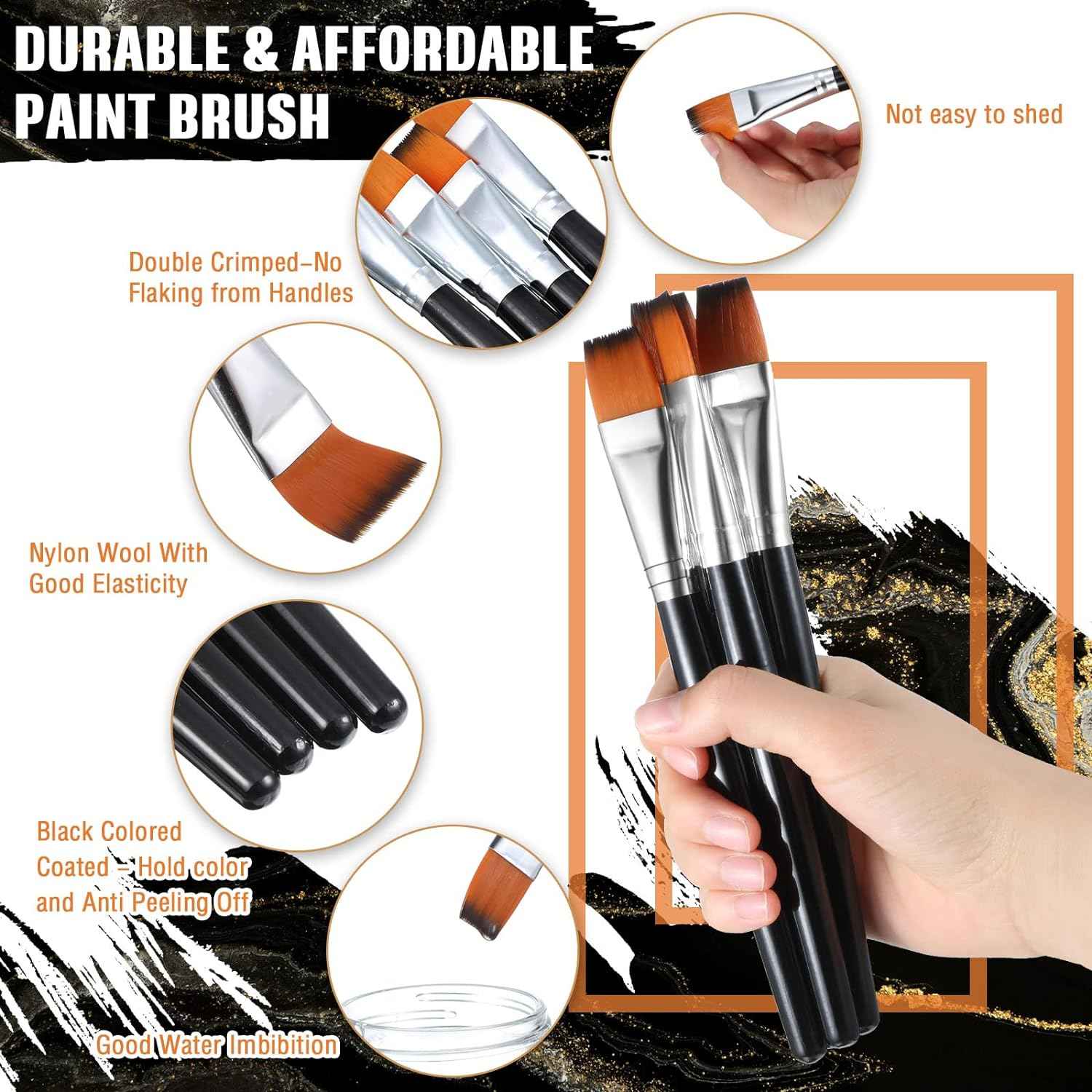 10 Pieces 3/4 Inch Flat Acrylic Paint Brushes for Kid Adult - TTpen