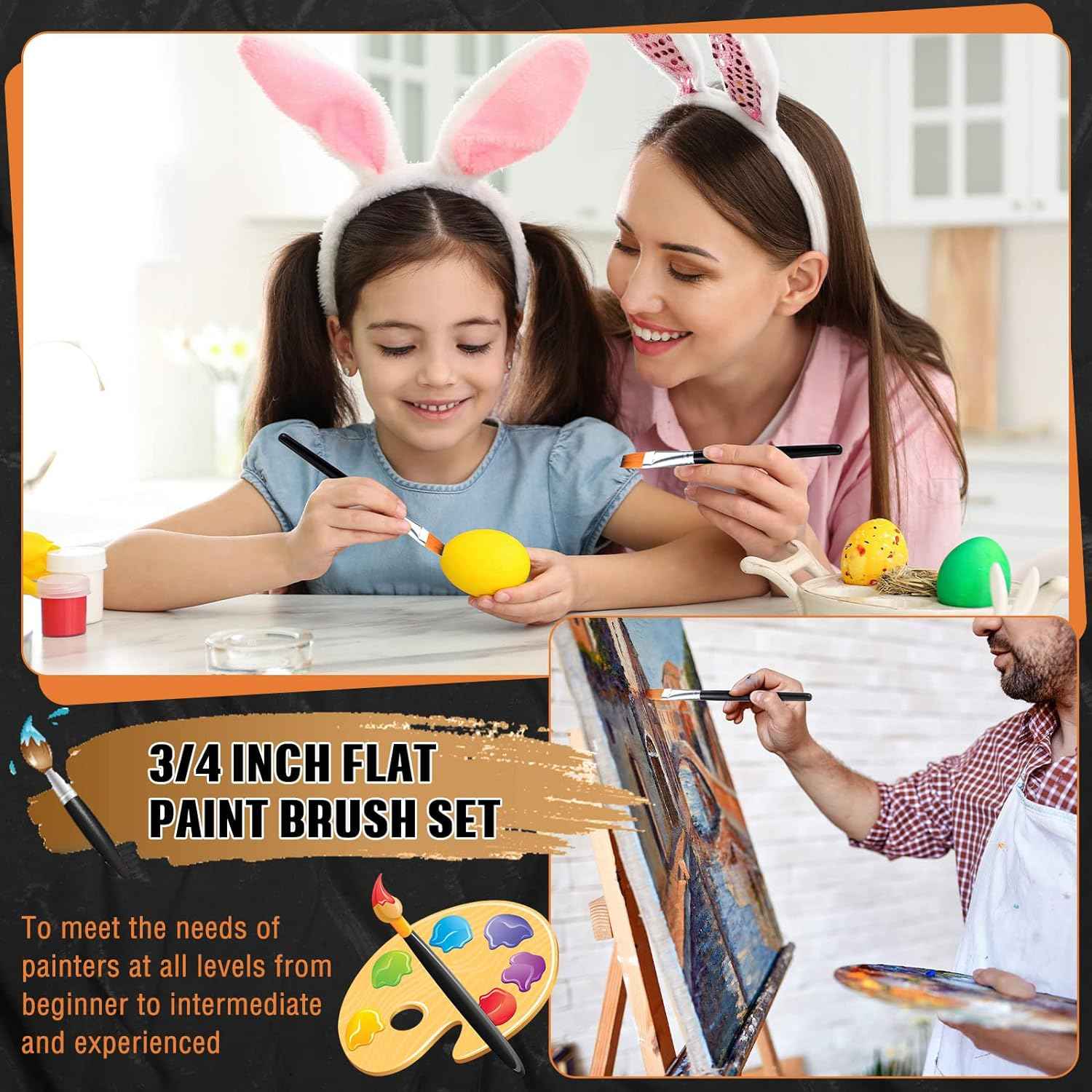 10 Pieces 3/4 Inch Flat Acrylic Paint Brushes for Kid Adult - TTpen