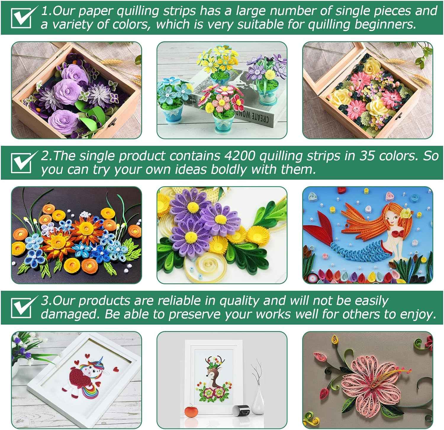 35 Colors 4200 Strips Paper Quilling Strips Set Width 3mm Length 54cm - TTpen