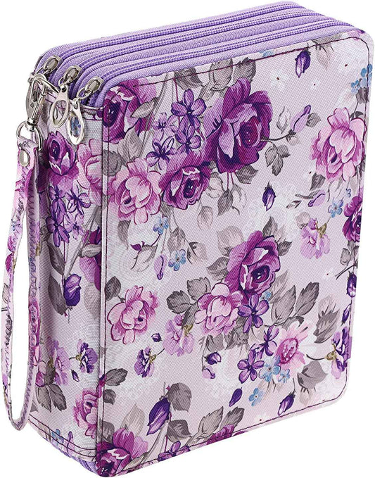 120 Slots Colored Pencil Case Purple Flower - TTpen