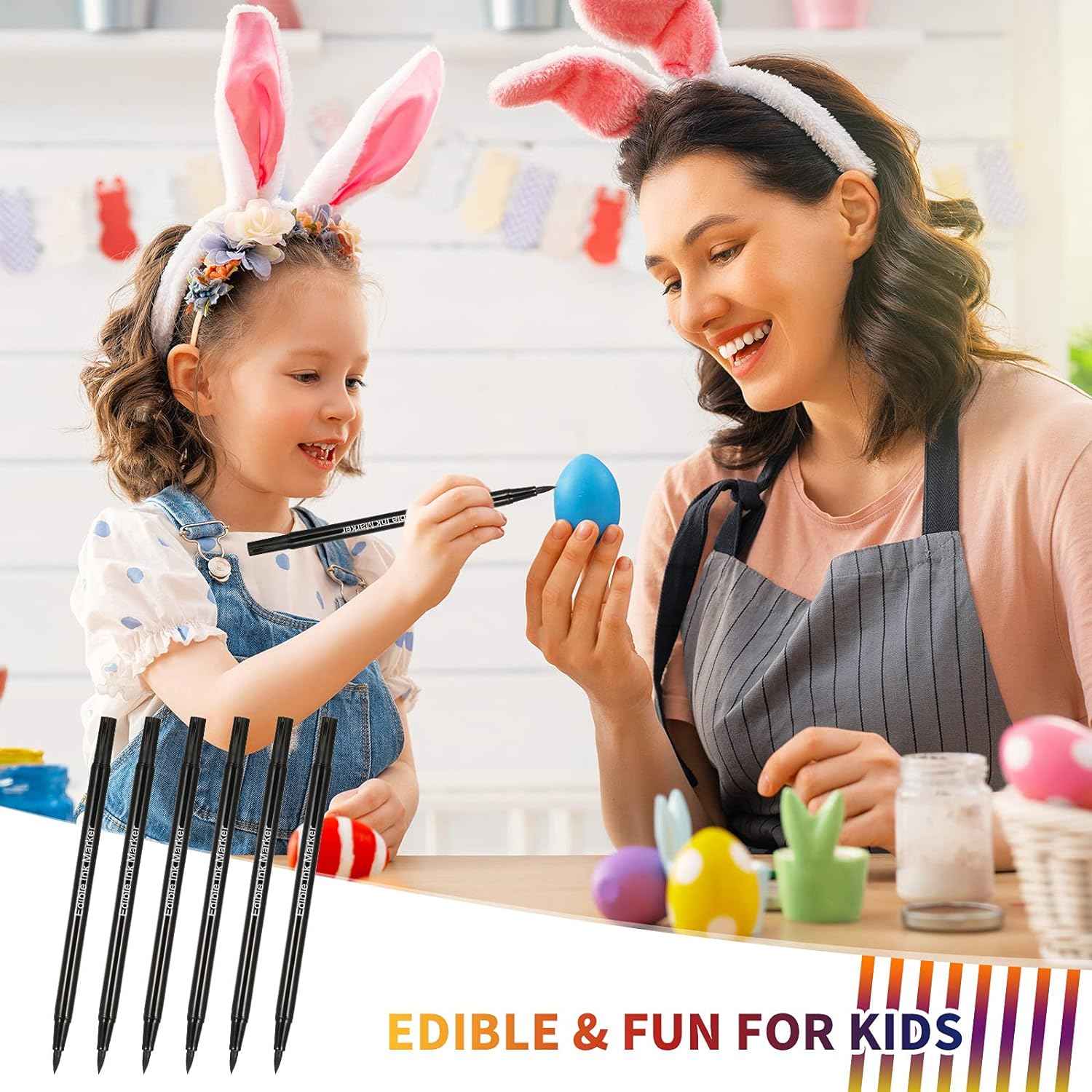 Black Edible Ink Markers for Cookie Decorating Cake Paint Fine Brush Tip 6 Pack - TTpen