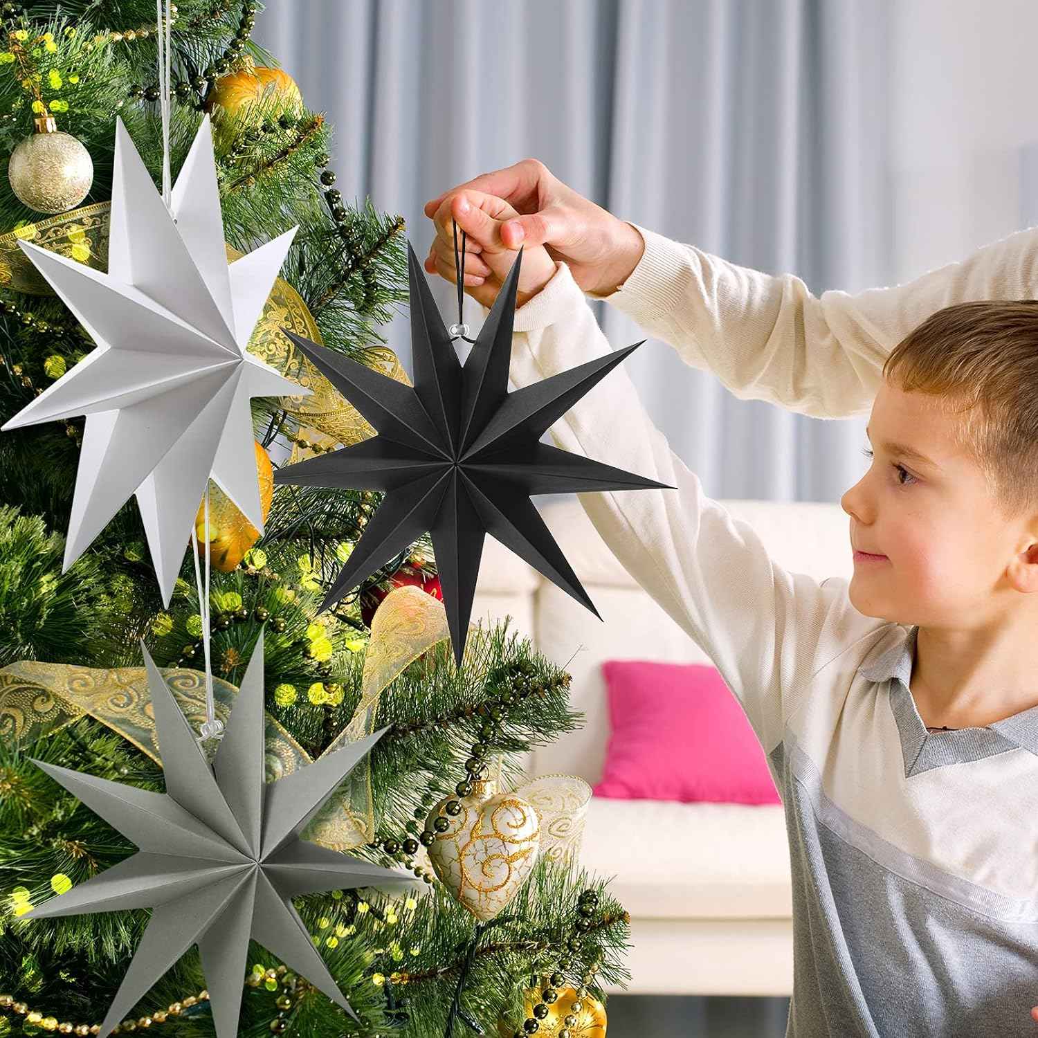 3Pcs Paper Star Lanterns 12 Inch Hanging Decor - TTpen