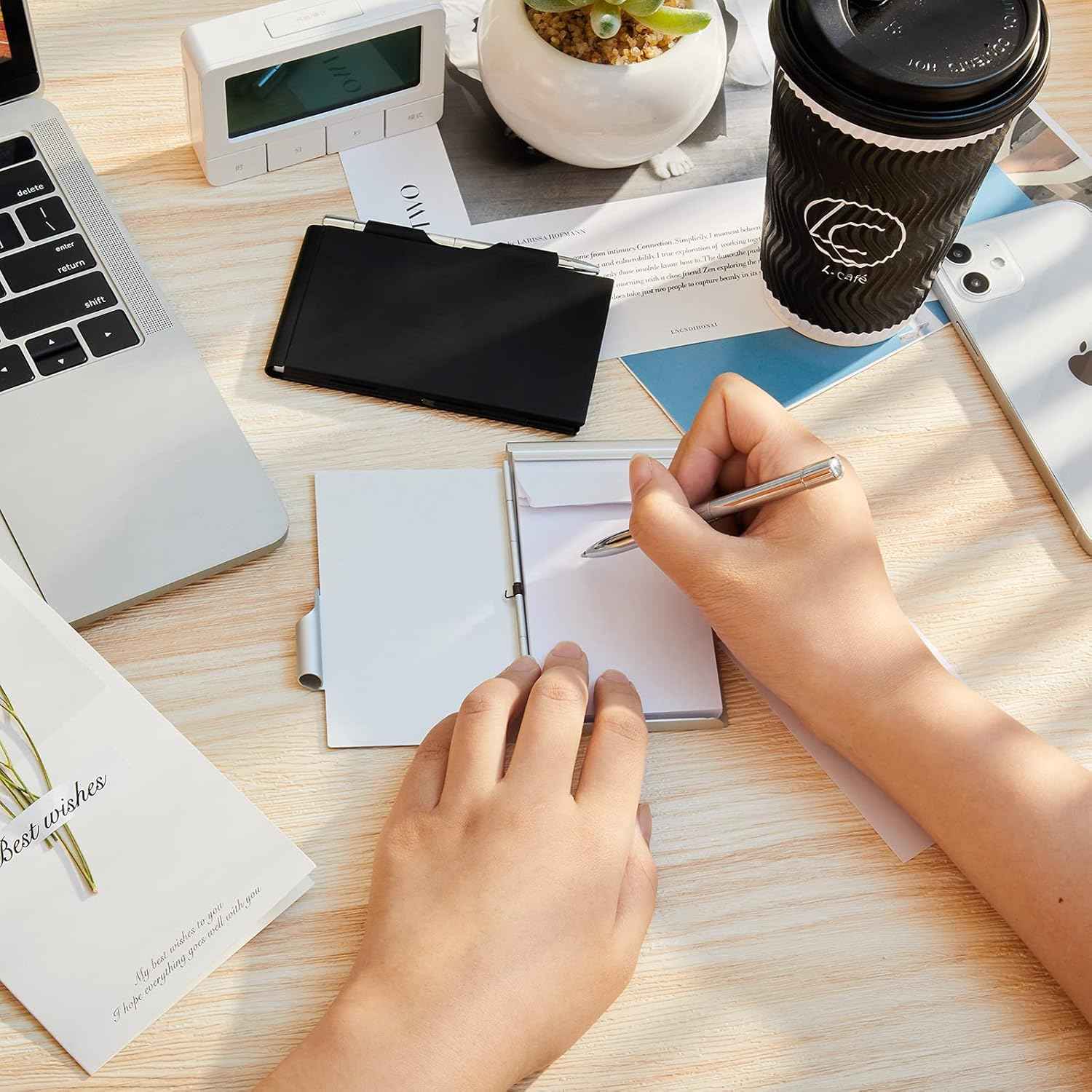 2 Pieces Metal Pocket Notebook with Pen and Refillable Paper