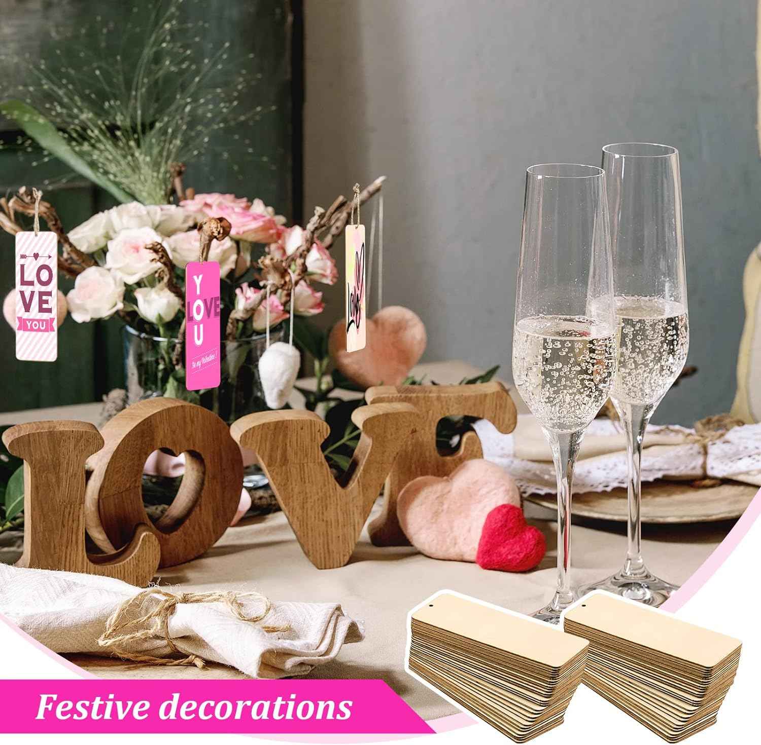 36 Unfinished Wood Blank Bookmarks Hanging Tags with Holes and Ropes 6 x 2 Inch - TTpen