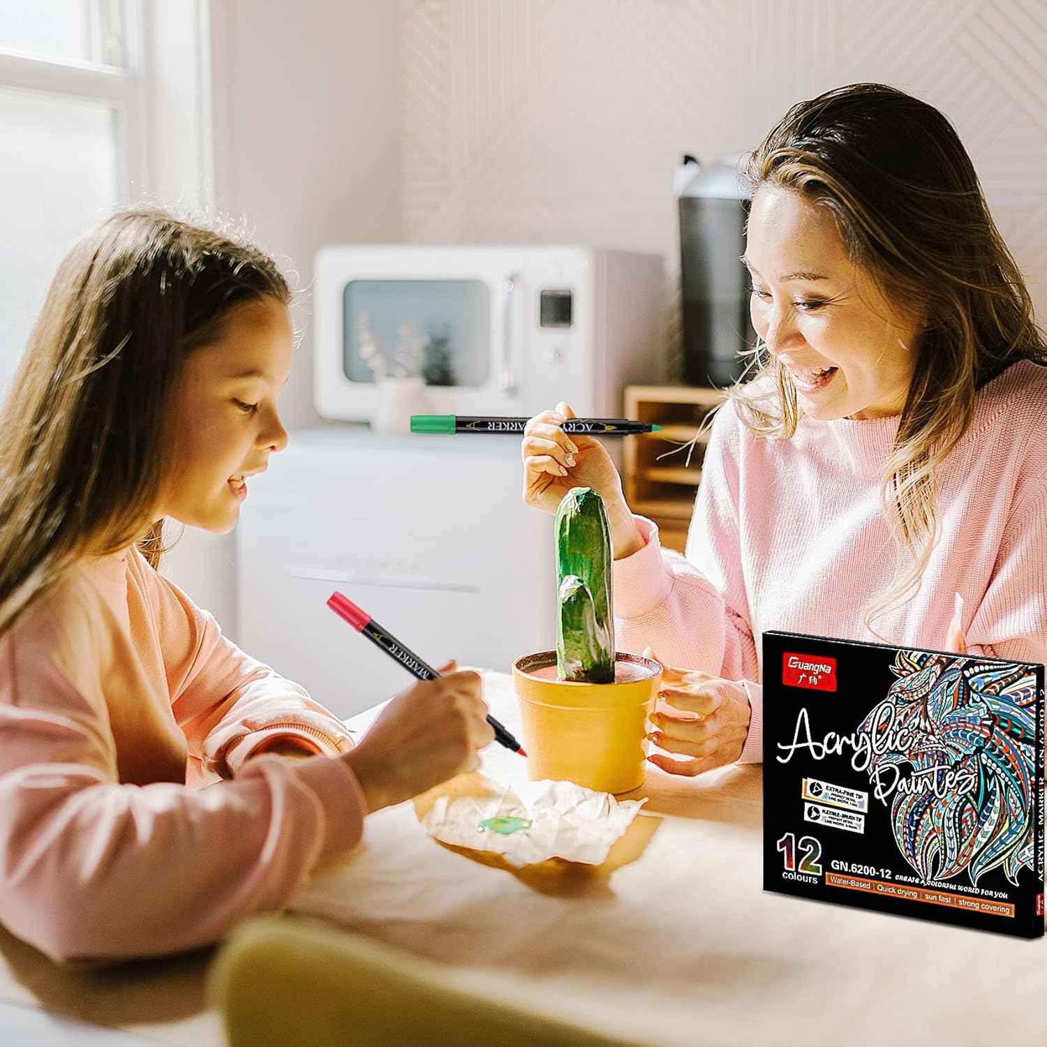 Guangna 12 Colors Dual Brush Tip Acrylic Paint Markers - TTpen