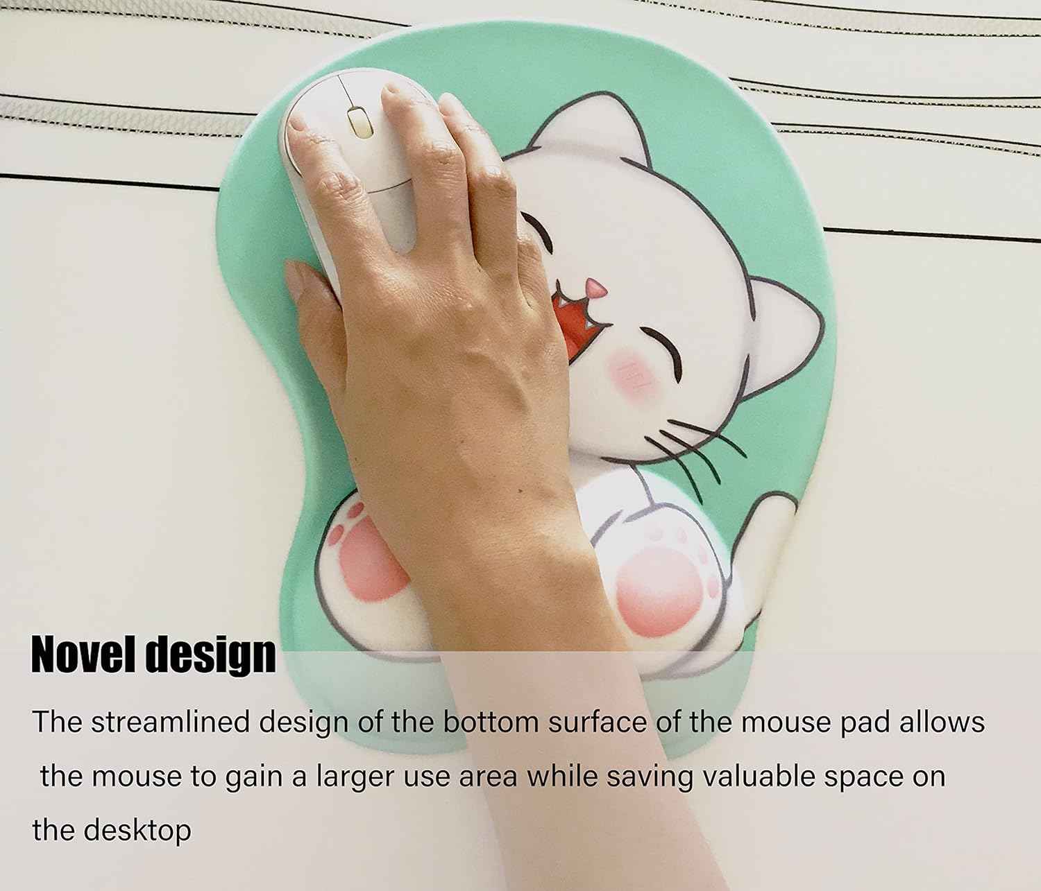Cute Cat Mouse Pad with Grgonomic Wrist Rest Support - TTpen