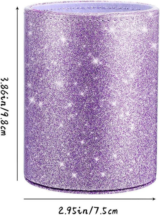 PU Glitter Pen Holder Shiny for Women Girls,Luxury Makeup Brush Holder - TTpen