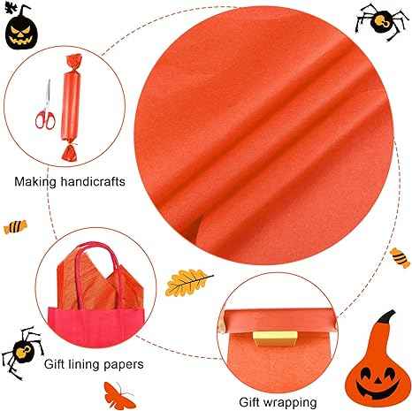 100 Sheets Tissue Wrapping Paper for DIY Crafts 35x50cm Black Purple Orange - TTpen