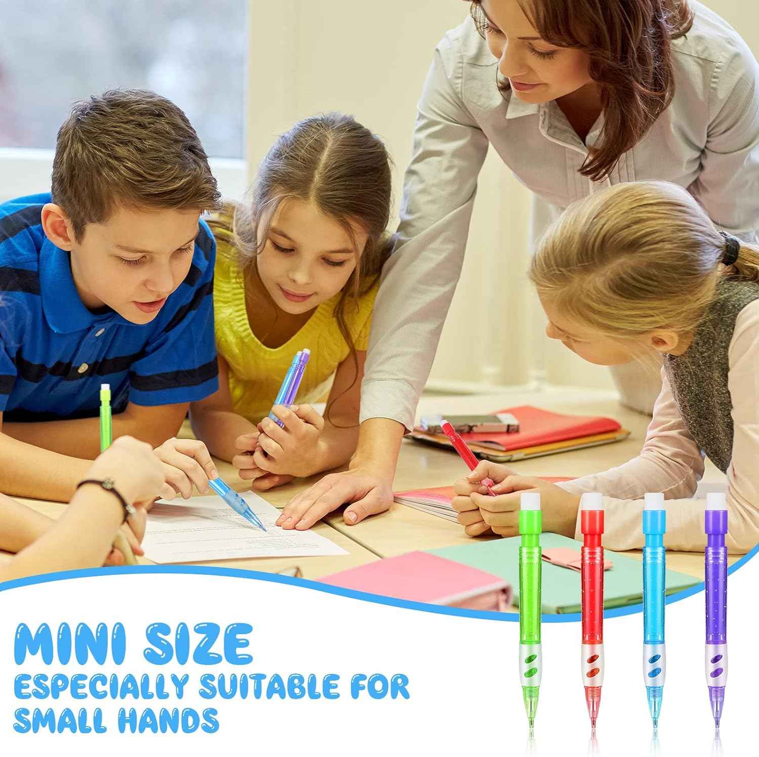 16pcs Mini Mechanical Pencils 0.7mm with Eraser - TTpen