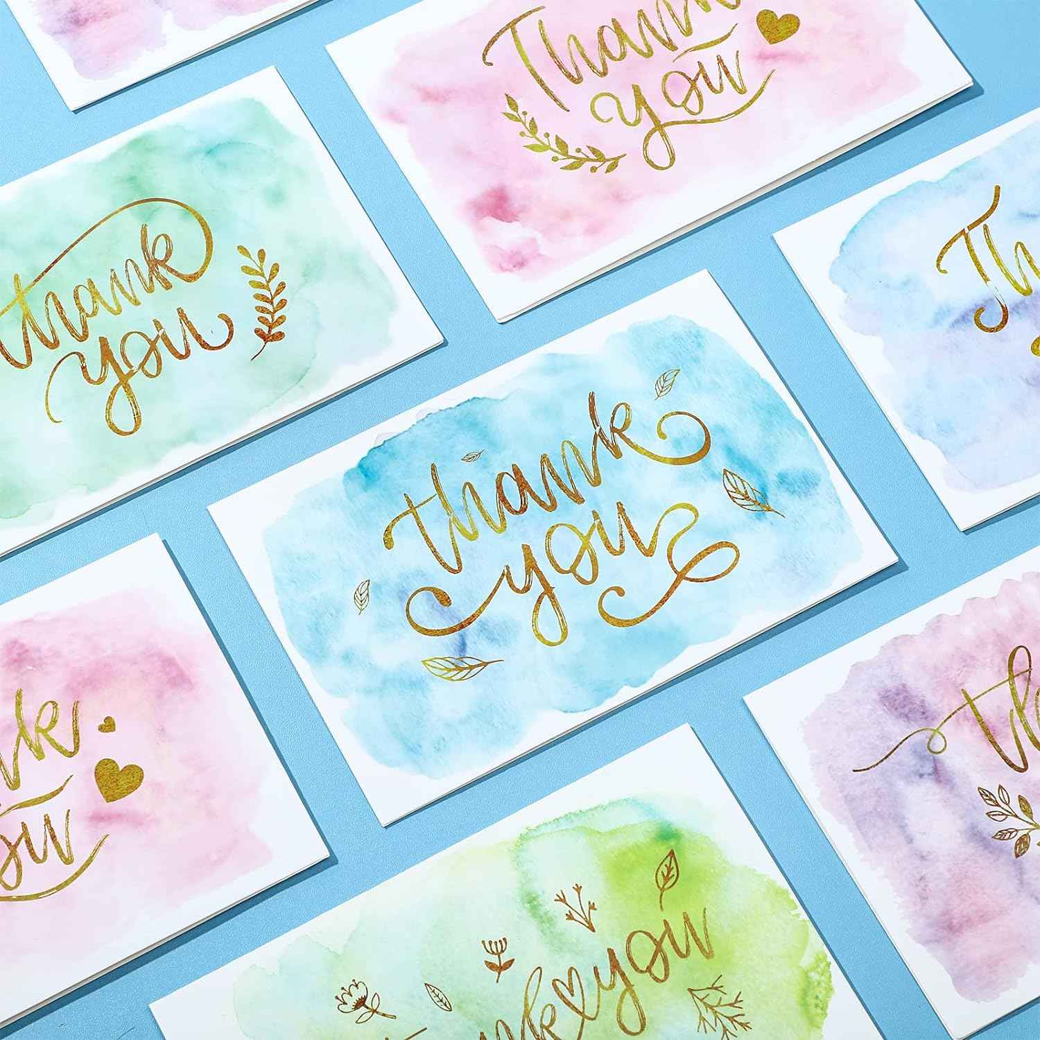 72 Pieces Watercolor Thank You Cards with Envelopes and Stickers Set - TTpen