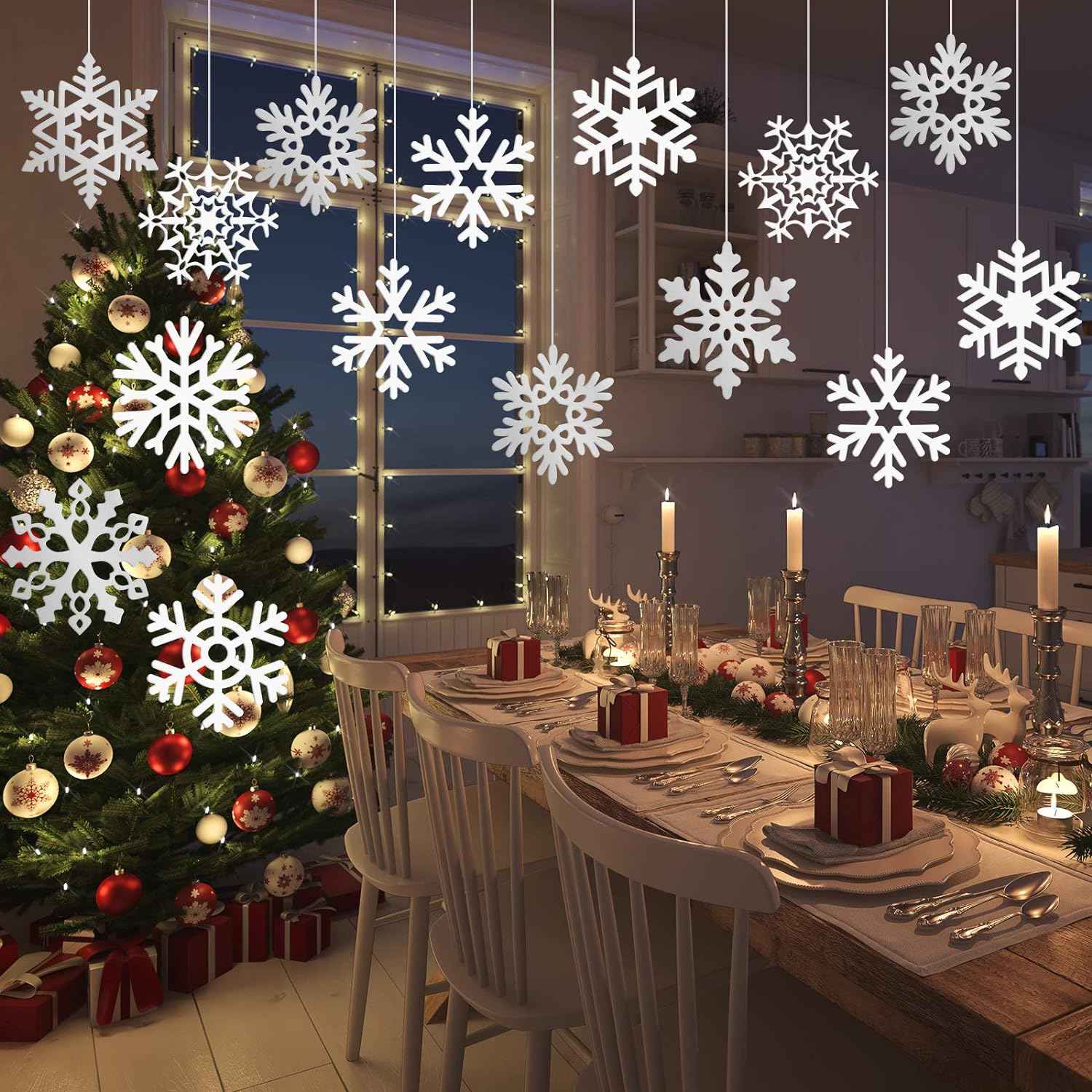 45pcs Winter Christmas Snowflake Paper Cutouts with Glue Point Dots - TTpen