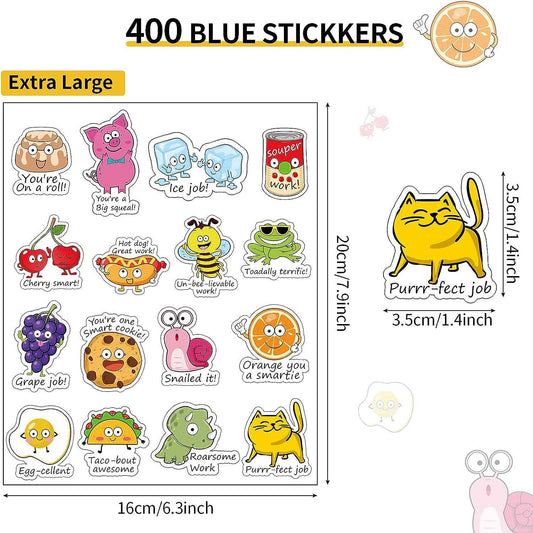 400 Pieces Punny Rewards Stickers for Kids Teacher School Classroom - TTpen