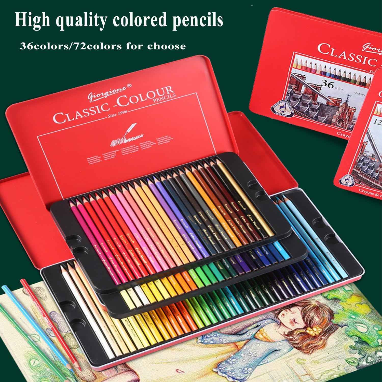 GIORGIONE 72 Classic Colour Pencils Oil Based Tin Box - TTpen