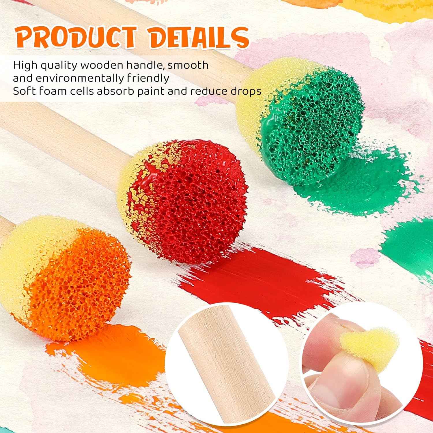 100Pcs Small Round Paint Sponge Foam Brush for Kids DIY Painting Crafts - TTpen
