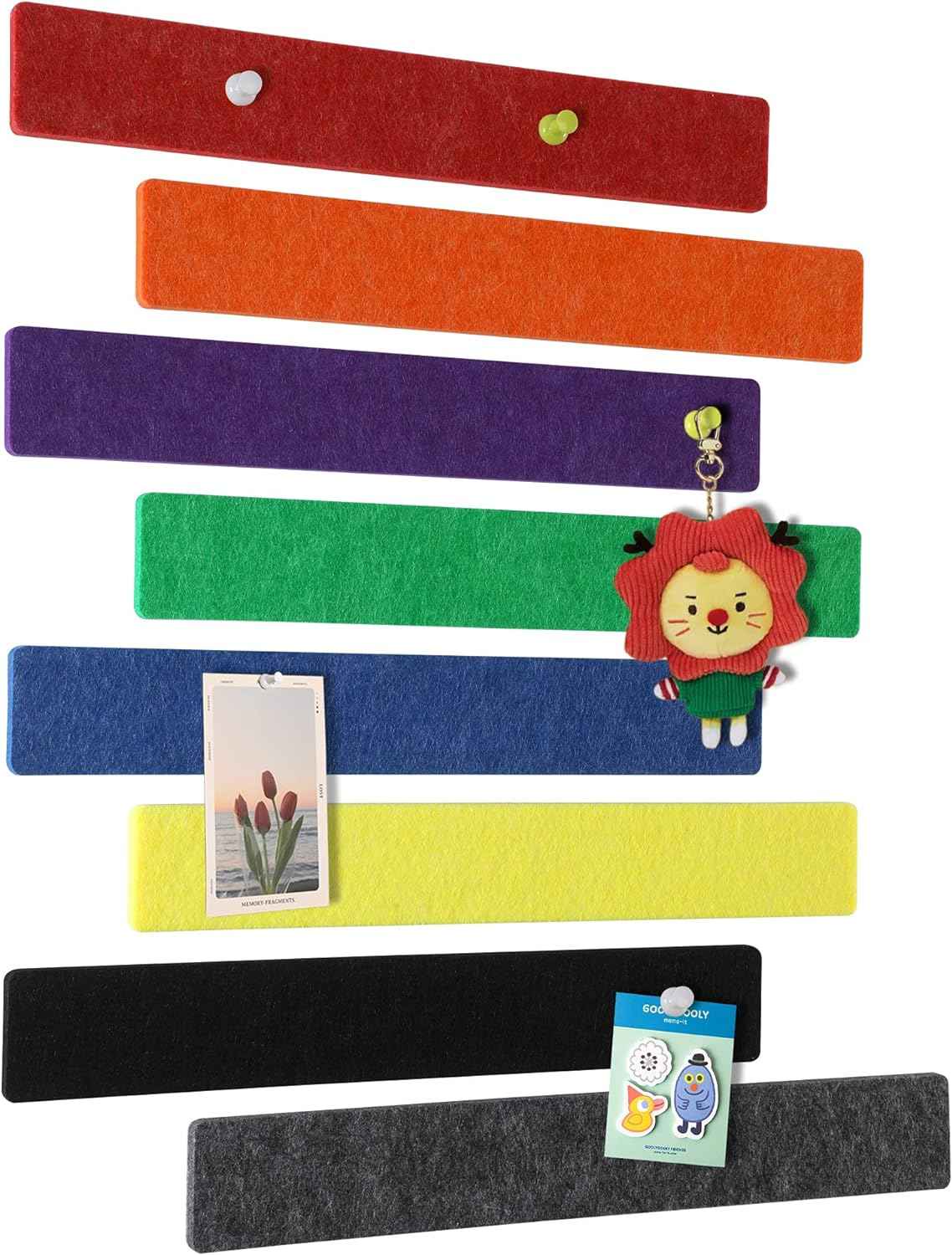 Felt Self-Adhesive Bulletin Board Bar Strips with 40 Push Pins 8 Pack - TTpen