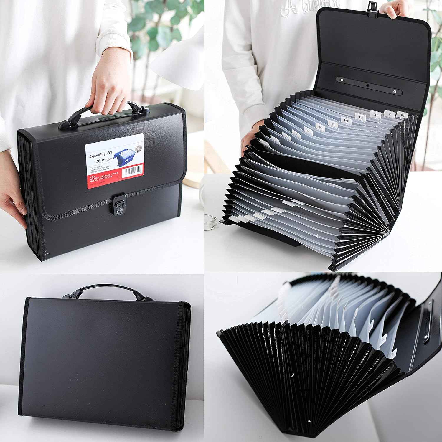 26 Pockets Expanding File Folder with Handle - Letter A4 Paper - TTpen