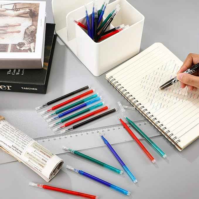 24pcs Erasable Gel Ink Pen Refills Point 0.7 mm (Black,Red,Green,Blue) - TTpen