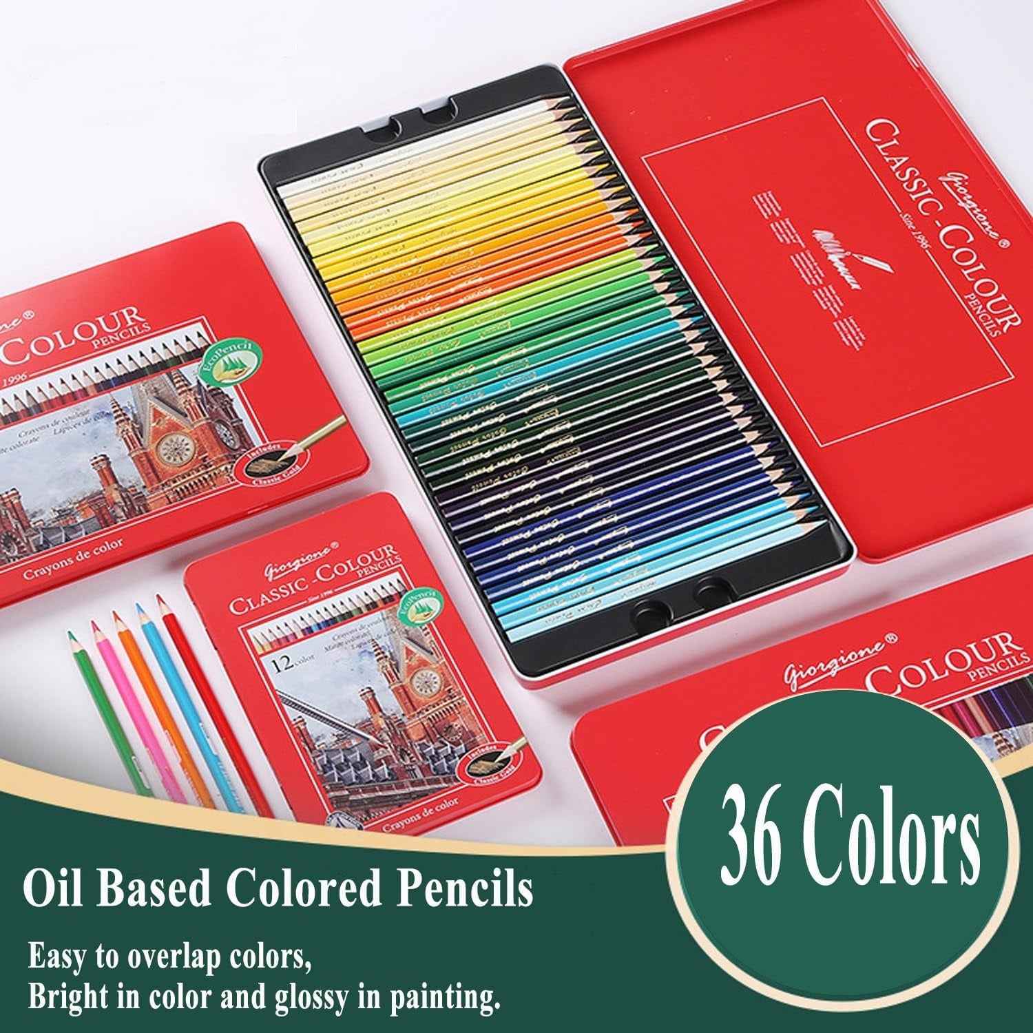 GIORGIONE 36 Classic Colour Pencils Oil Based Tin Box - TTpen