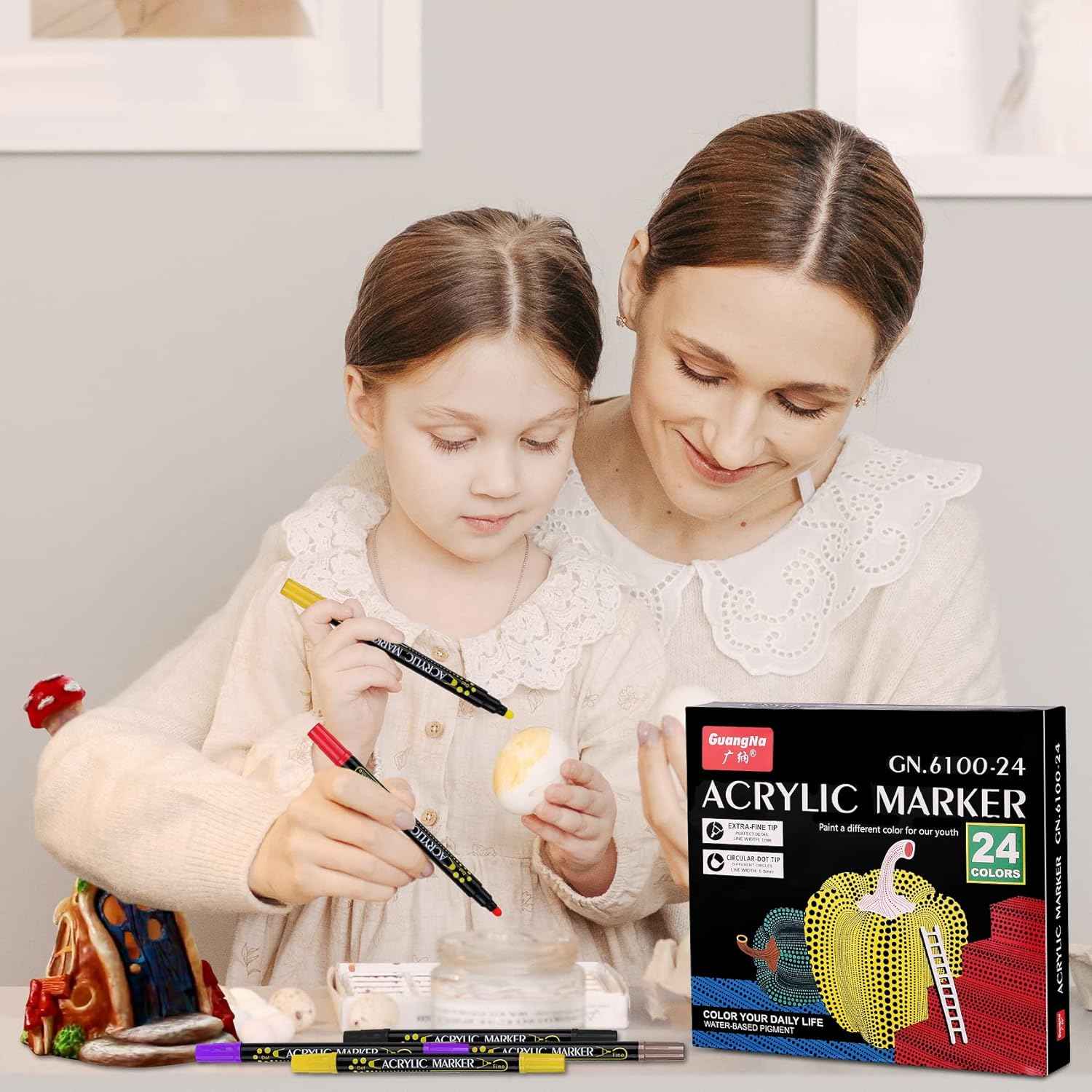 Guangna 24 Colors Dual Tip Acrylic Paint Markers - TTpen