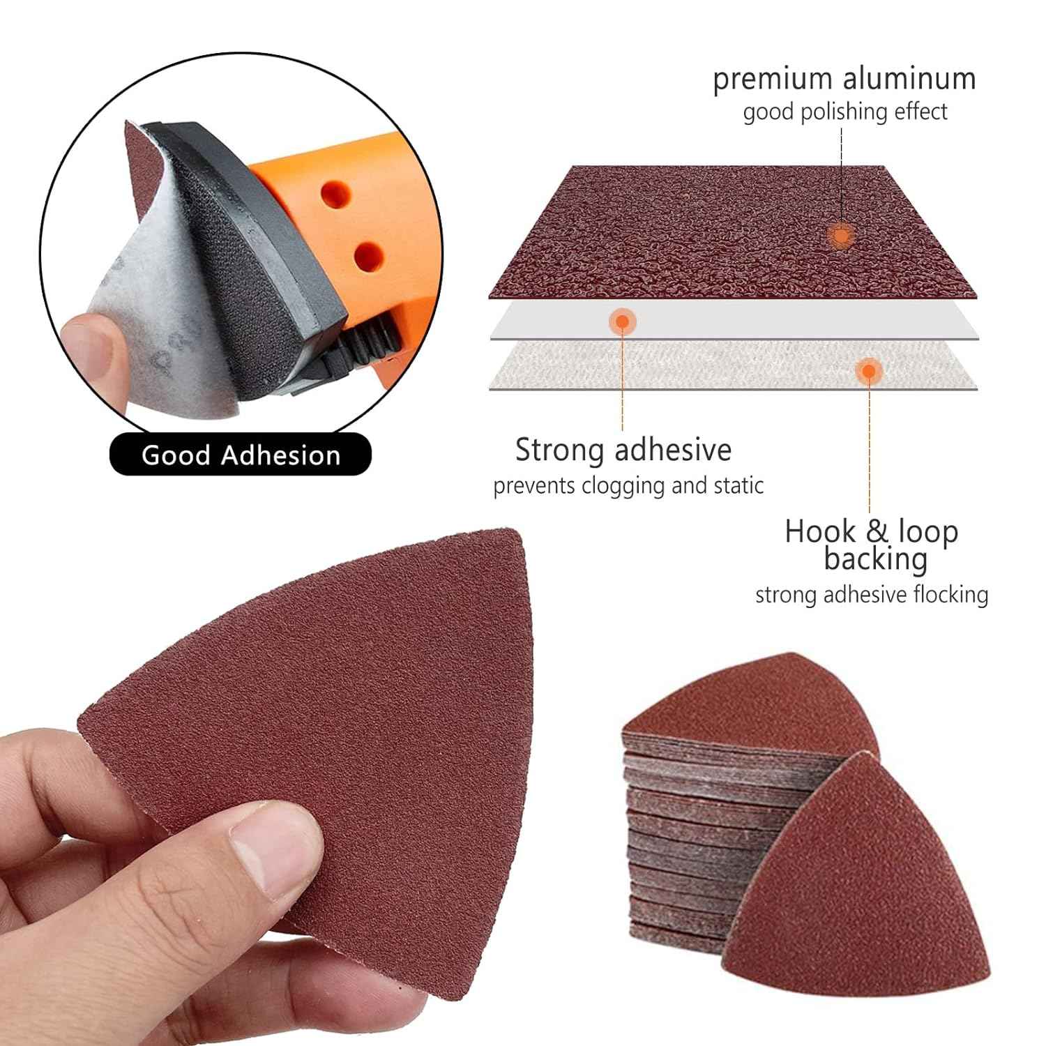 170PCS Hook and Loop Triangle Sandpaper for 3-1/8 Inch - TTpen
