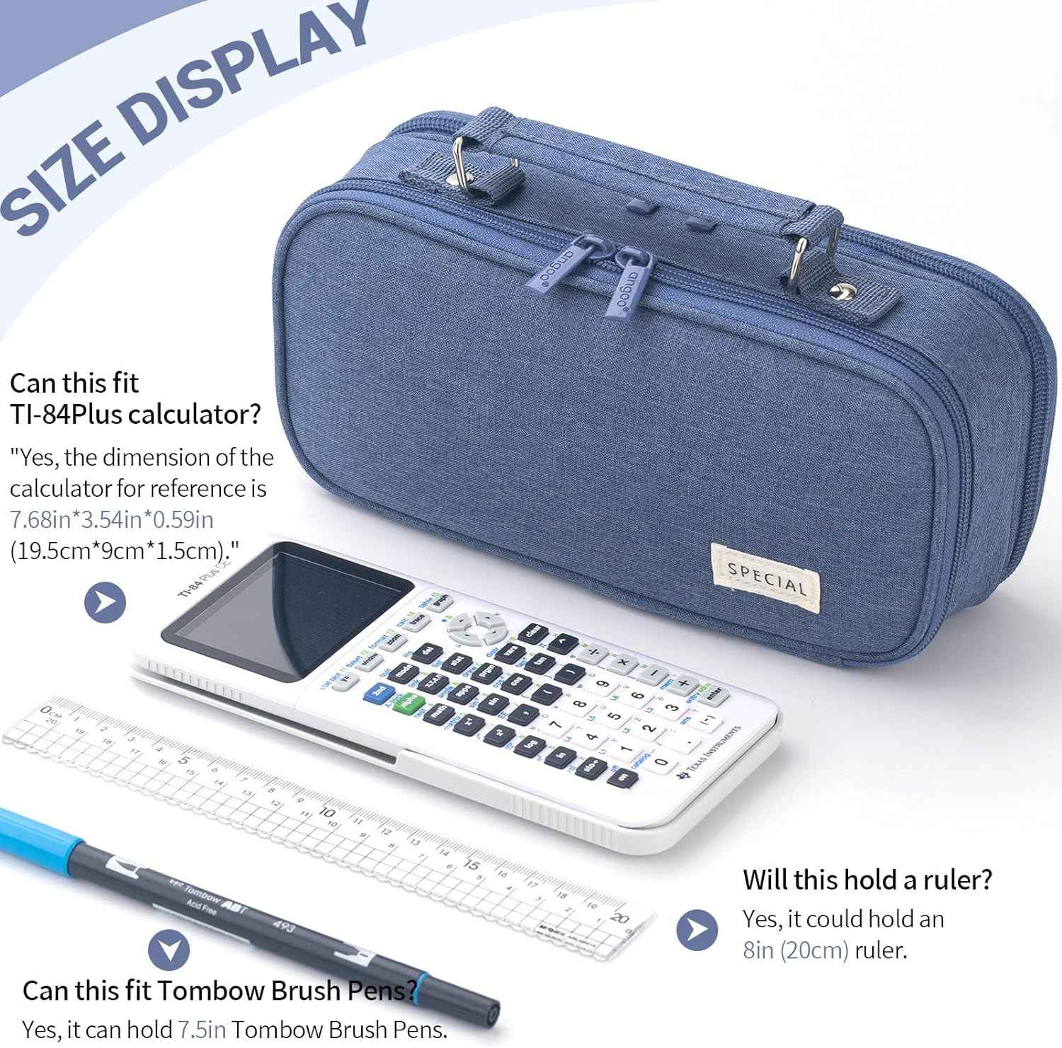 HVOMO Large capacity pencil case Pencil Pouch Double Zipper Storage Bag 3 Compartments Portable Multifunctional bag Desk Organizer School Marker Pen Casey(Dark Pink) - TTpen