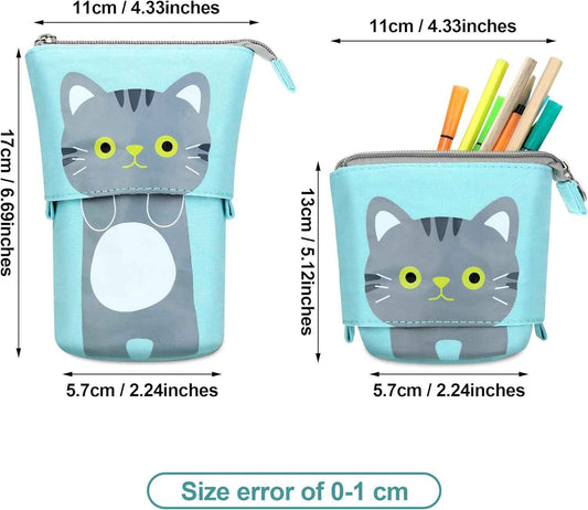 3pcs Telescopic Pencil Holder Canvas PU Cartoon Cute Cat - TTpen