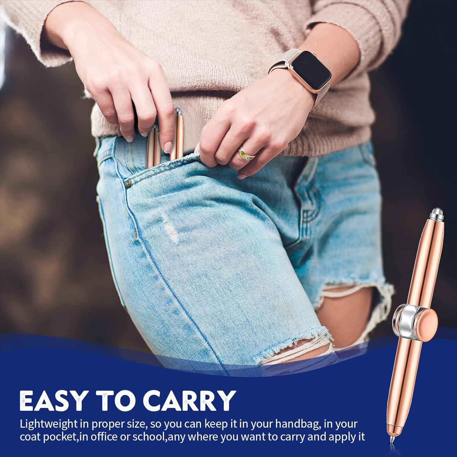 2Pcs Fidget Spinning Pen with LED Light Stress Reducer Ballpoint Pen - TTpen