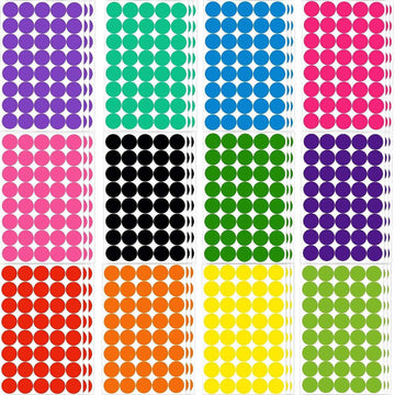 1440PCS 12 Colored Dot Stickers Labels 19mm - TTpen