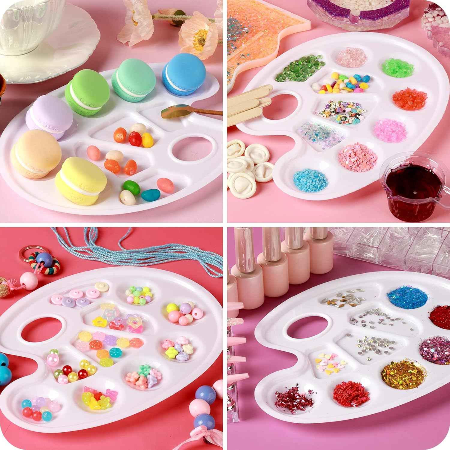 20Pcs Oval Paint Tray Palettes Plastic with Thumb Hole - TTpen