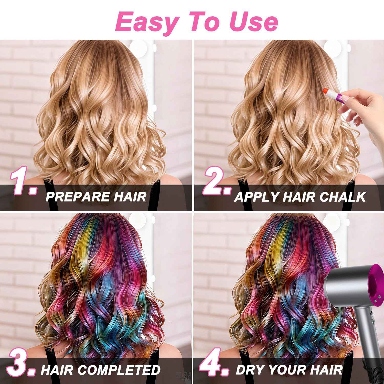 10 Color Temporary Hair Chalk Pens for Girl