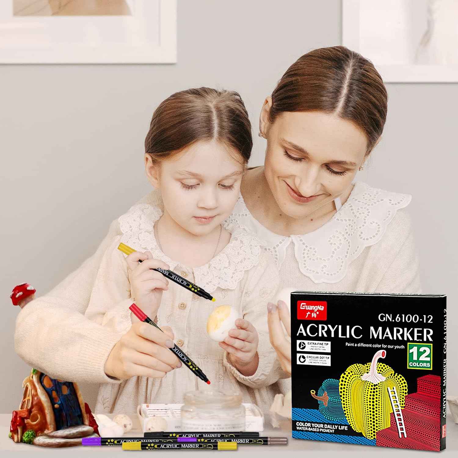 Guangna 12 Colors Dual Tip Acrylic Paint Markers - TTpen