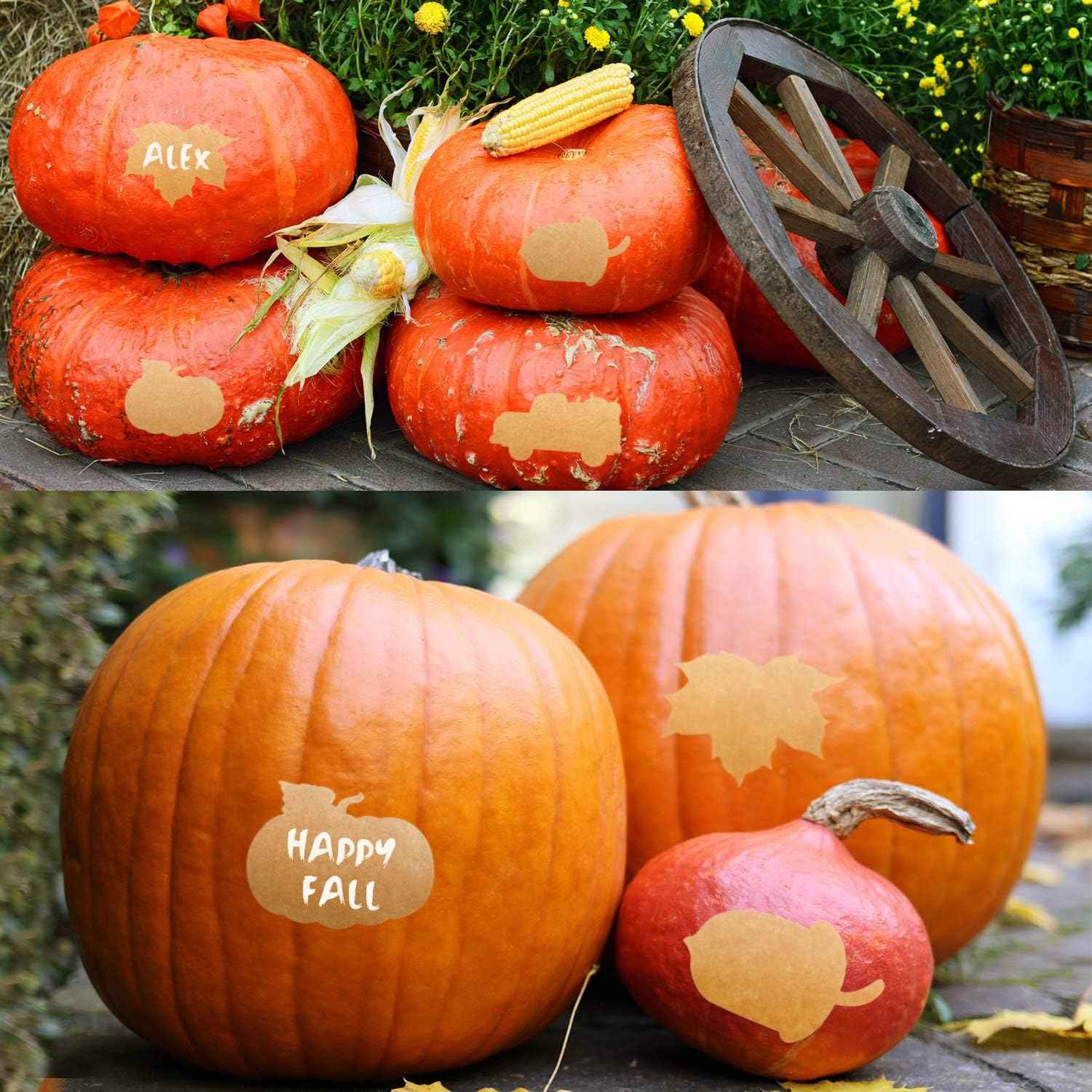 200 Pieces Thanksgiving Fall Leaves Autumn Kraft Paper Labels Stickers - TTpen