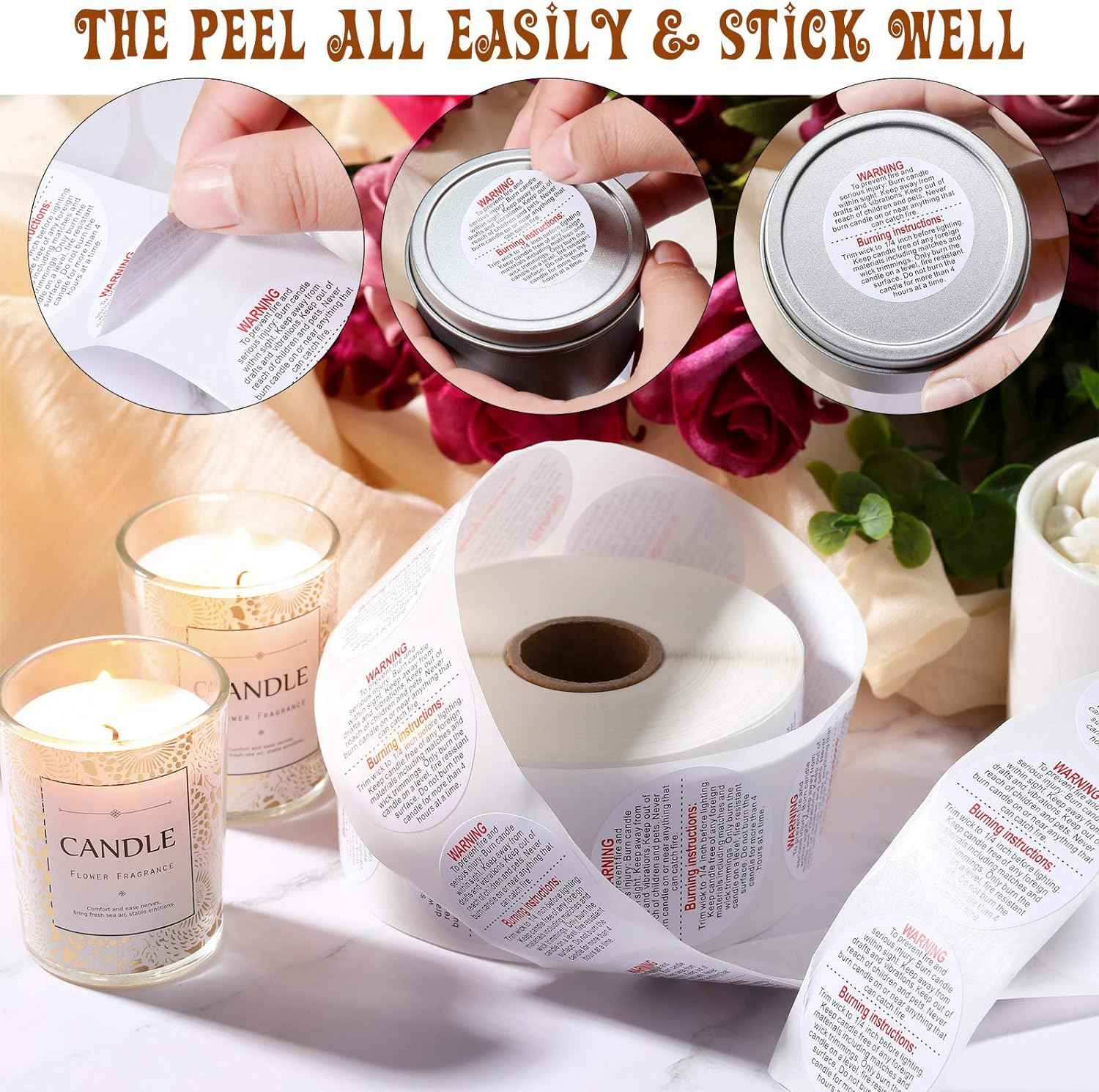 1000PCS Candle Jar Container Safety Warning Stickers Labels 1.5 Inch - TTpen