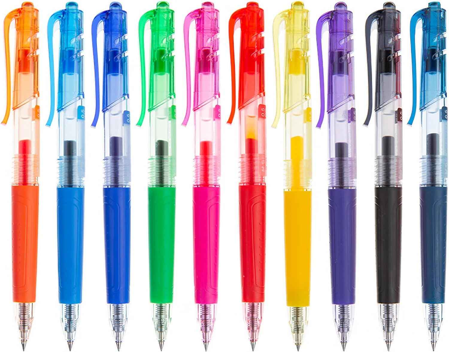 Retractable Liquid Gel Pens with Grip,10 Assorted Ink Colors (0.5 MM) - TTpen