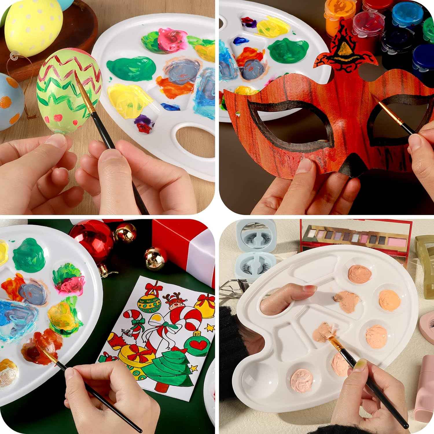 20Pcs Oval Paint Tray Palettes Plastic with Thumb Hole - TTpen