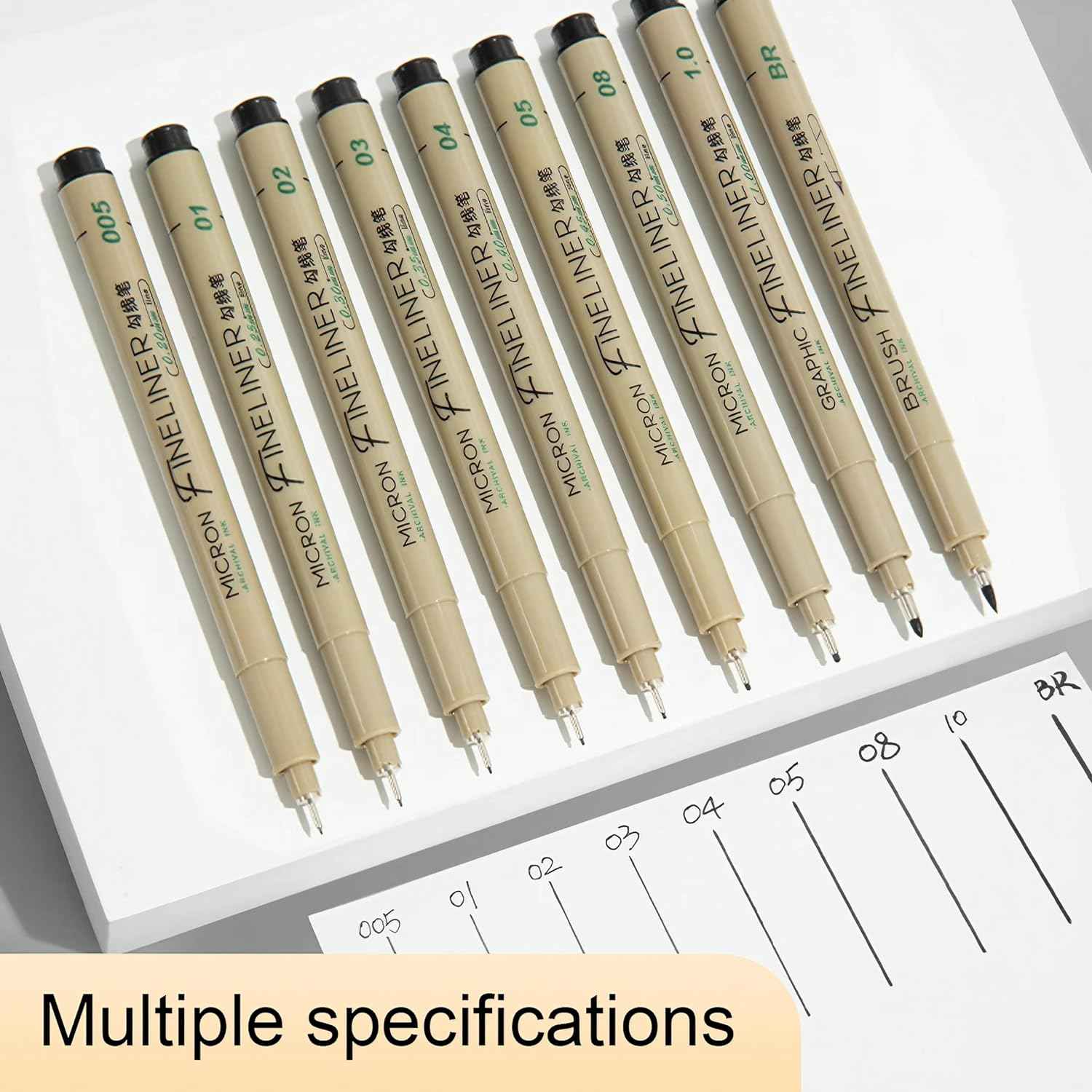 M&G 9Pcs Micron Fineliner Pens Needle Tip Markers Black Ink - TTpen