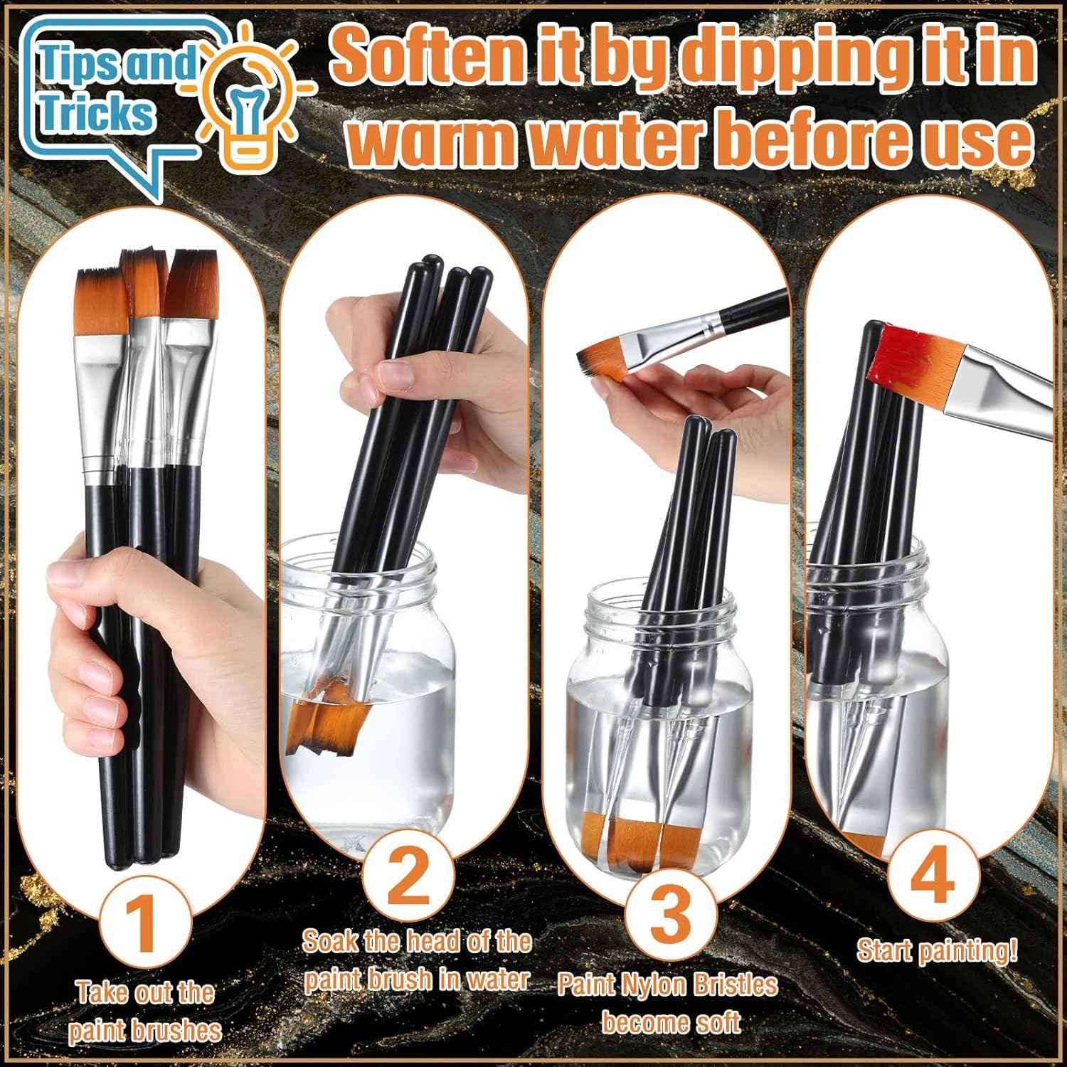 10 Pieces 3/4 Inch Flat Acrylic Paint Brushes for Kid Adult - TTpen