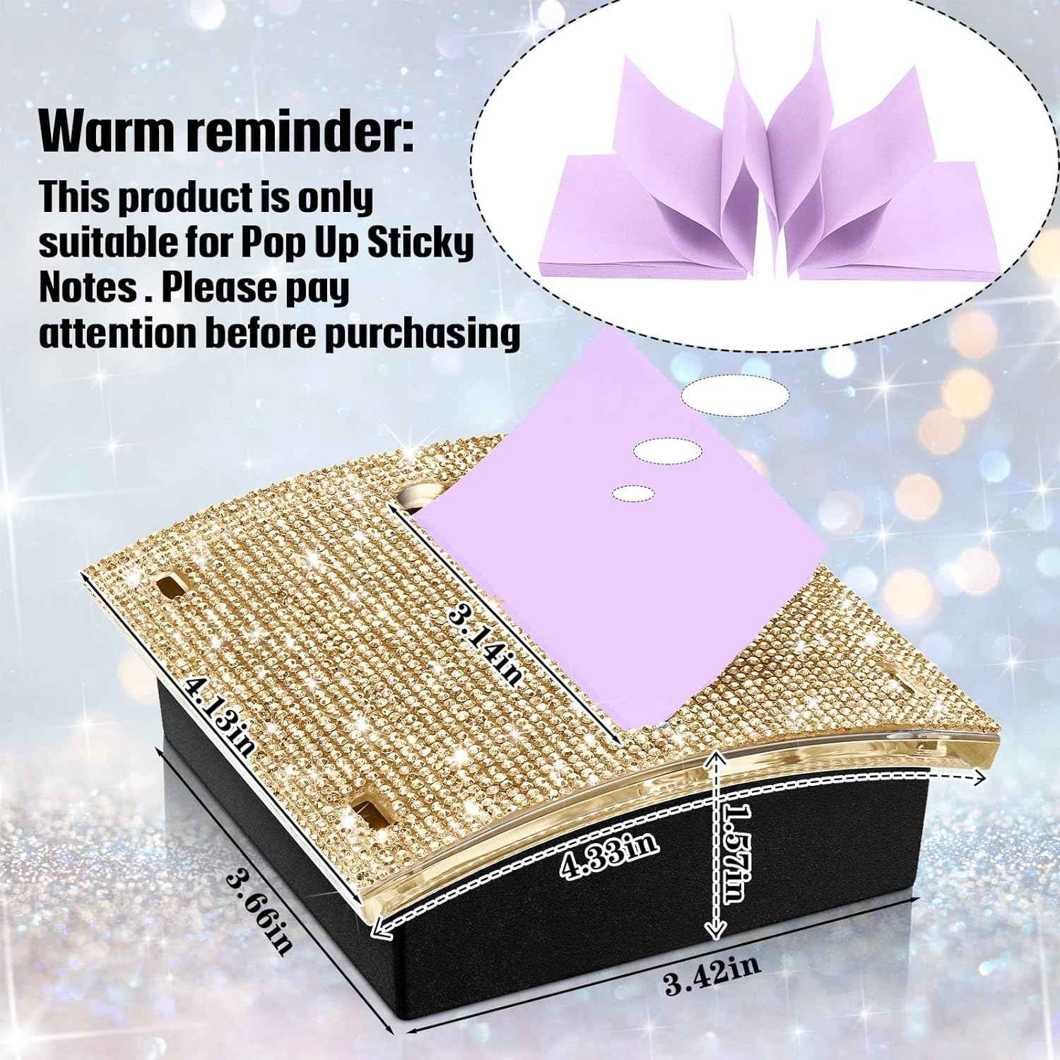 Rhinestone Self Stick Notepad Holders 4x4 Inches Memo Note Dispenser - TTpen