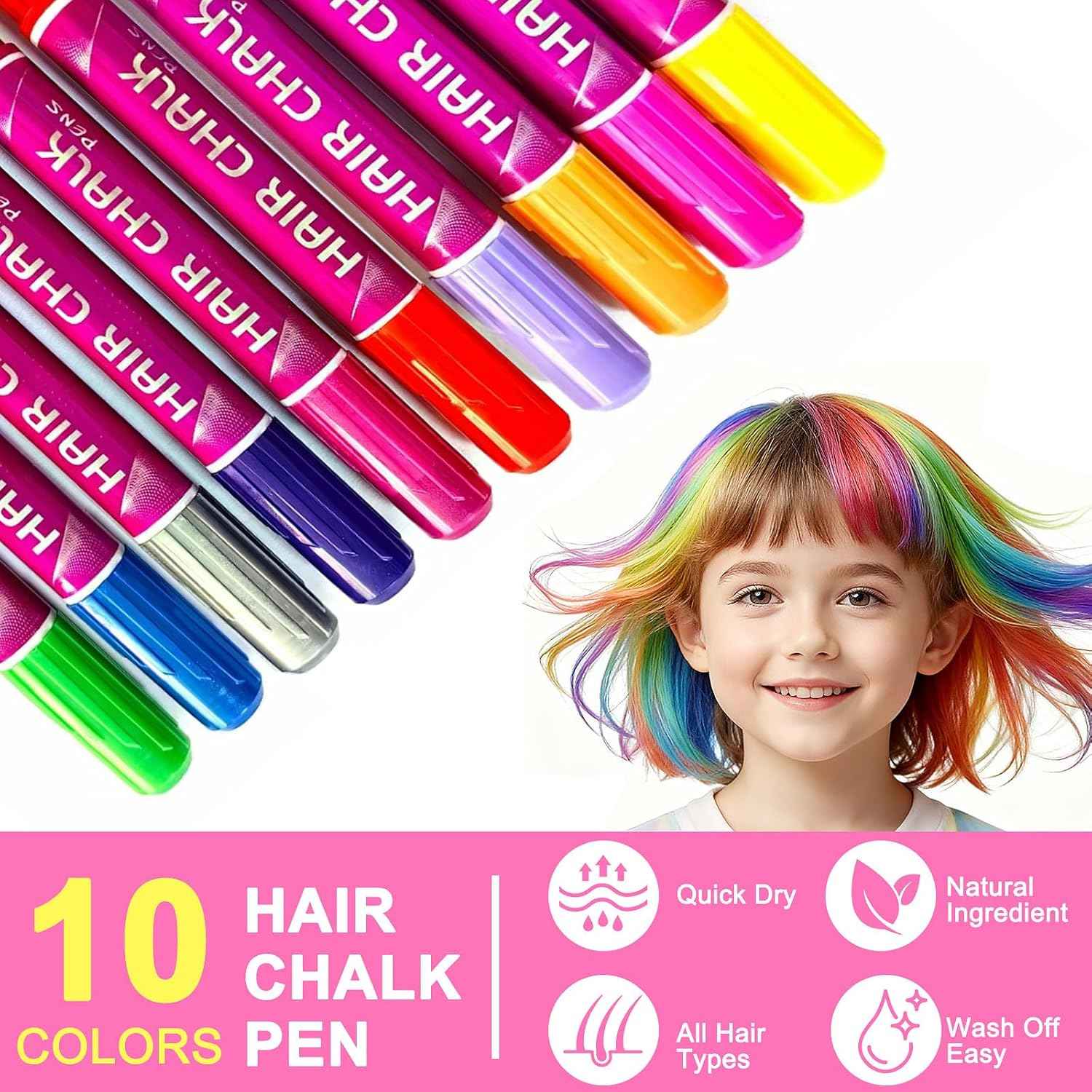 10 Color Temporary Hair Chalk Pens for Girl
