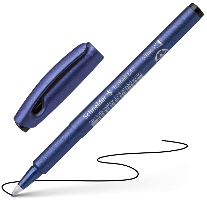 Schneider Topball 847 Rollerball Pen - Black/Blue/Red Ink (Pack of 3)