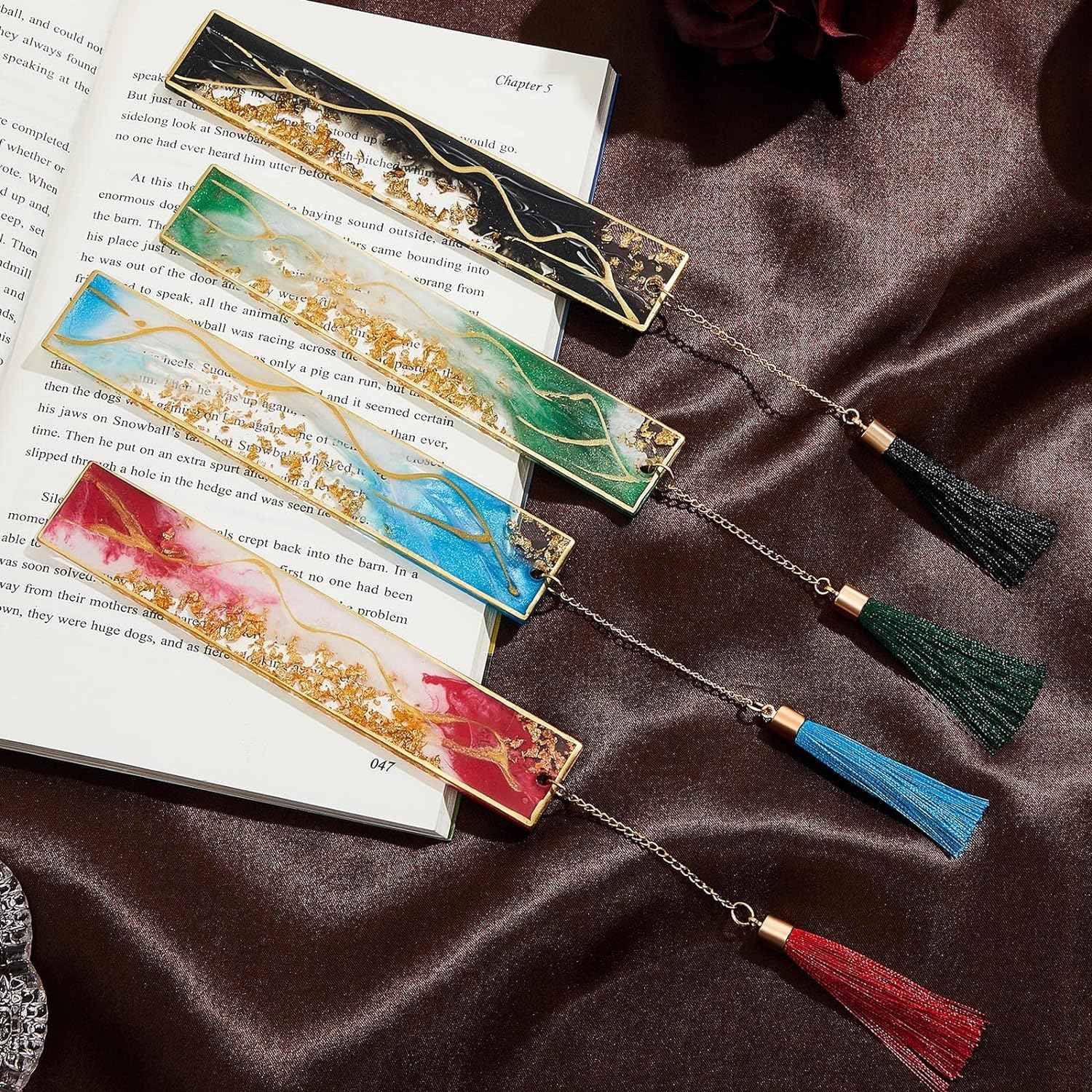 4Pcs Handmade Resin Bookmarks with Tassels - TTpen