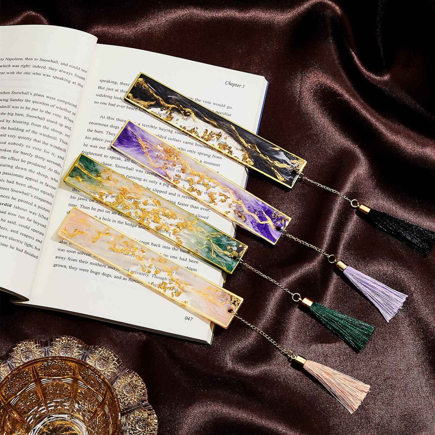 4Pcs Handmade Resin Bookmarks with Tassels - TTpen