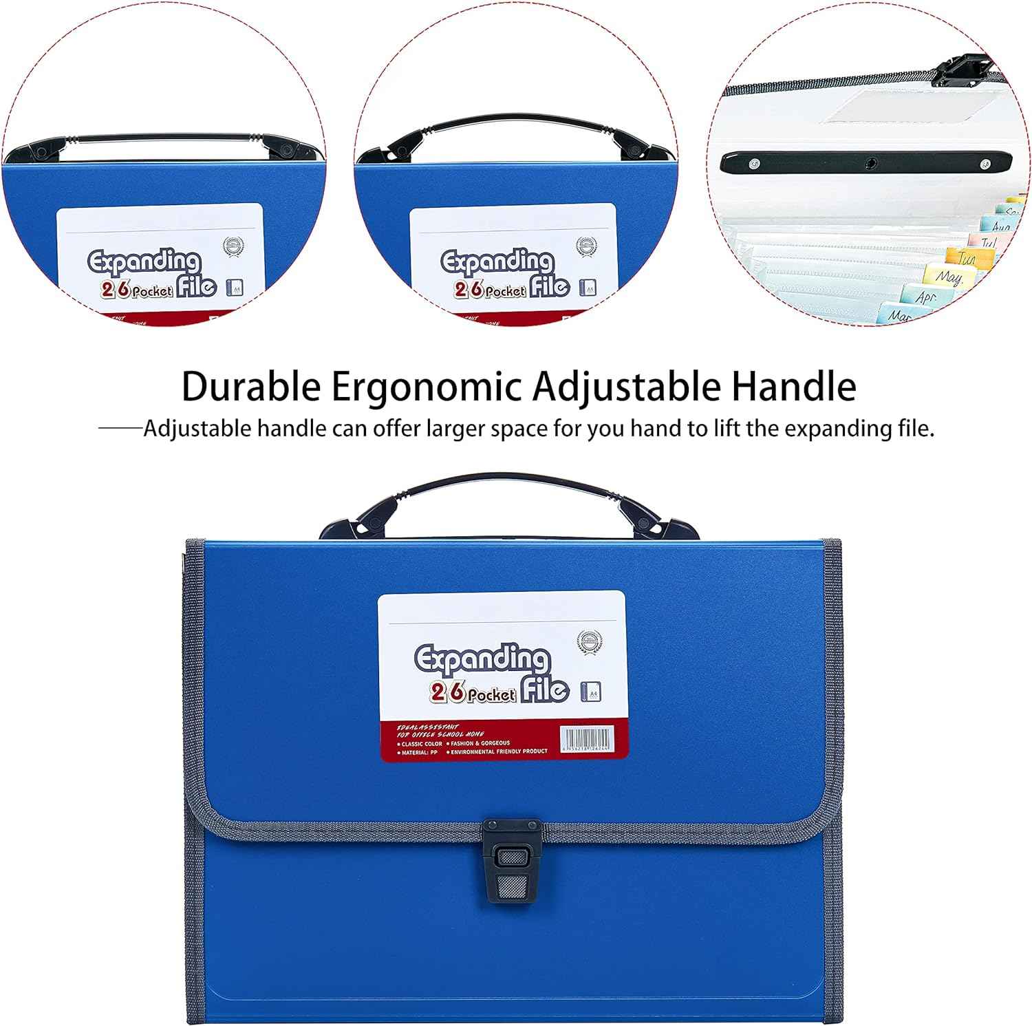26 Pockets Expanding File Folder with Handle - Letter A4 Paper - TTpen