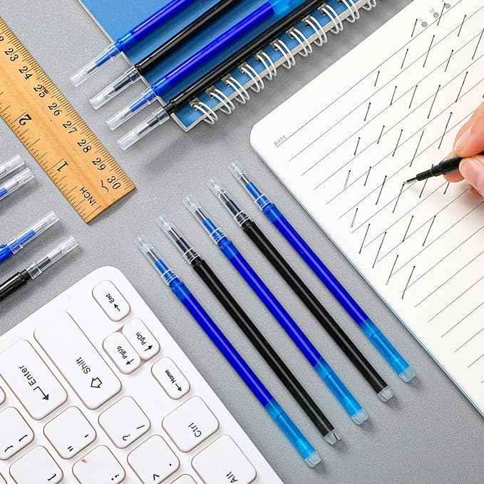 24 Pieces Erasable Gel Ink Pen Refills Point 0.7 mm (Black,Blue) - TTpen