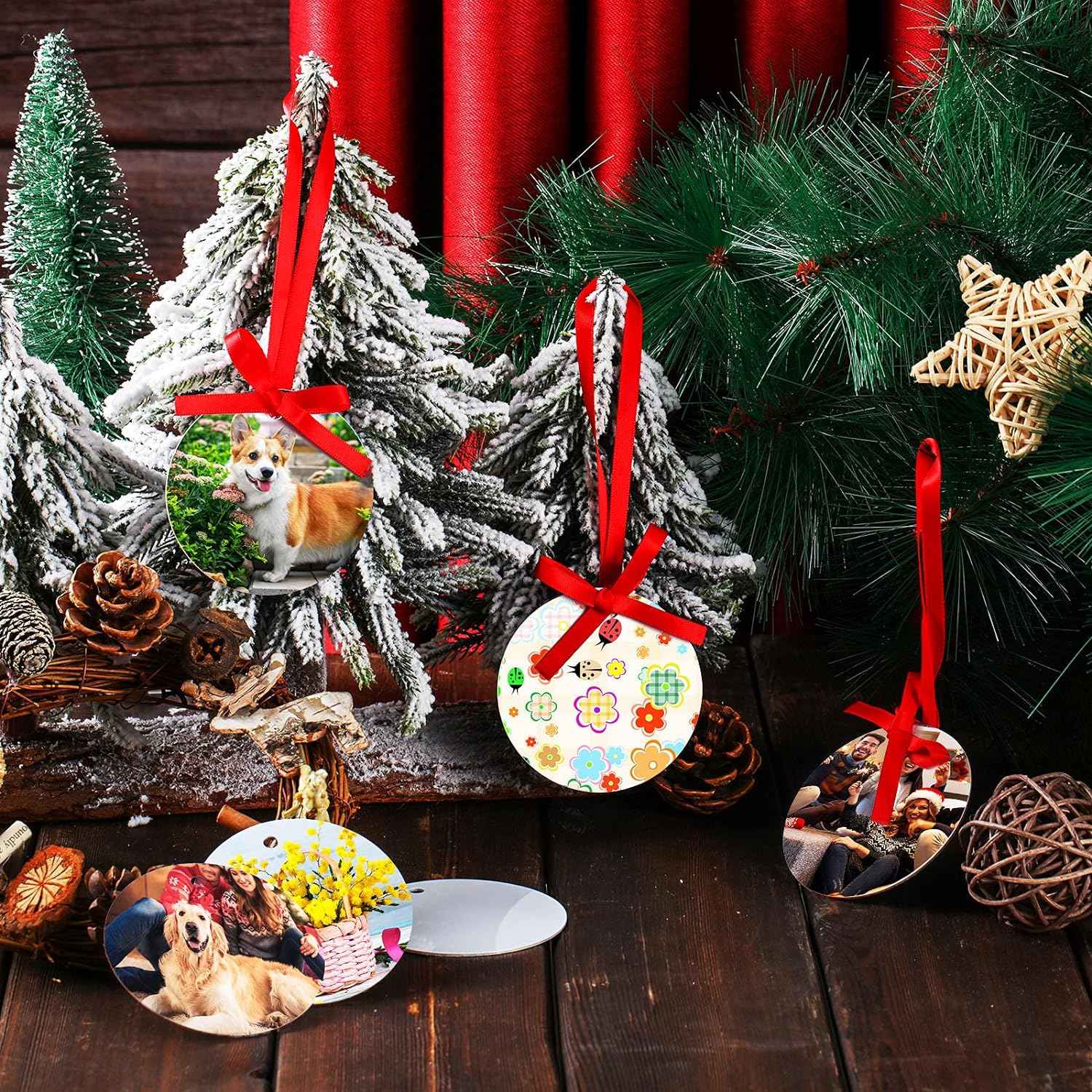 Sublimation Blank Christmas Ornament Pendants with Ribbon 10 Pack - TTpen